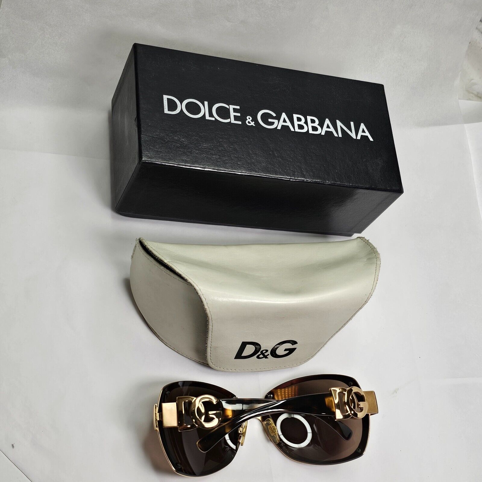 Dolce & Gabbana Sunglasses Vintage Gold Brown Square Metal DG 2031 065/73 270324