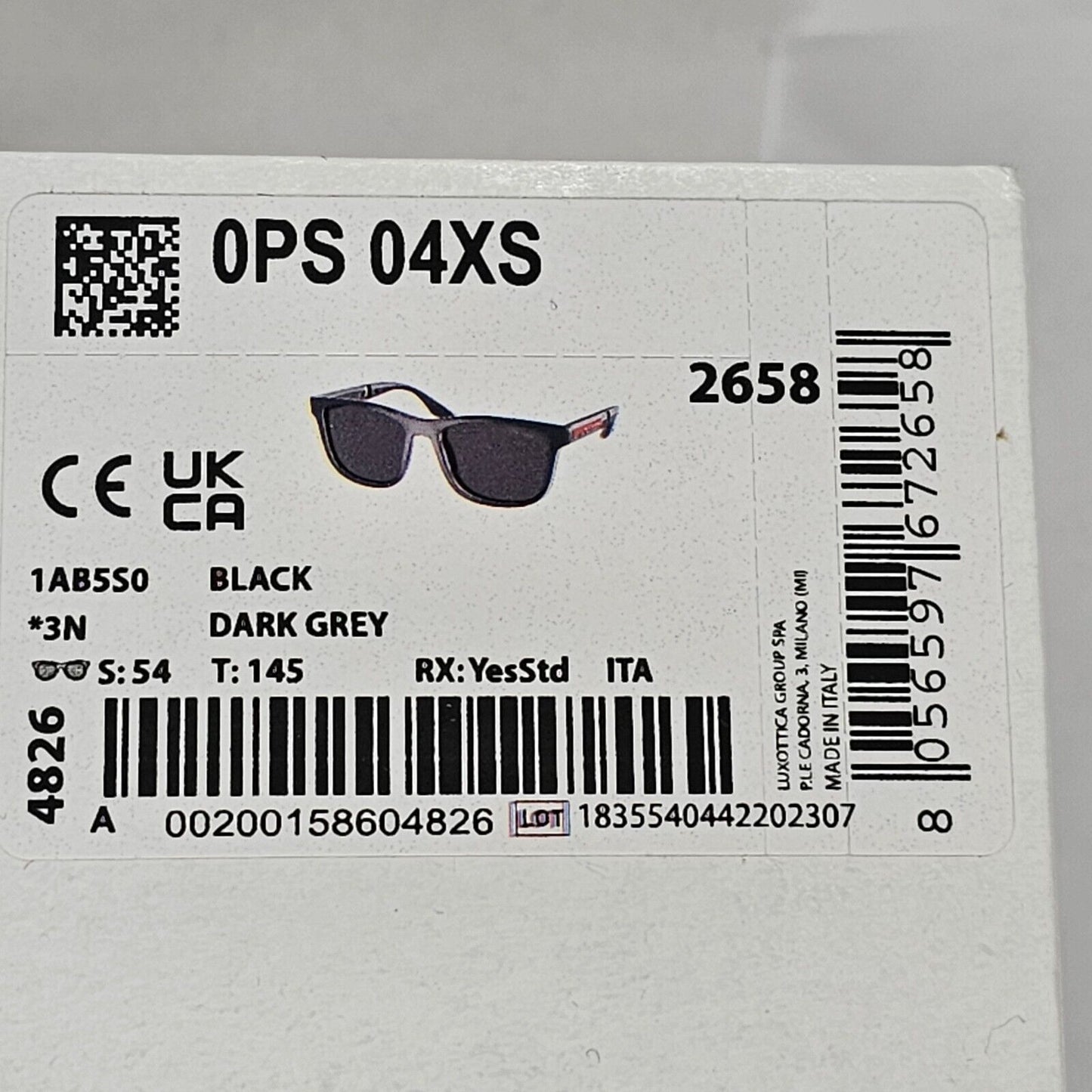 Prada Black Sunglasses Square Red Stripe Fashion PS04XS SPS 04X 1AB-5S0