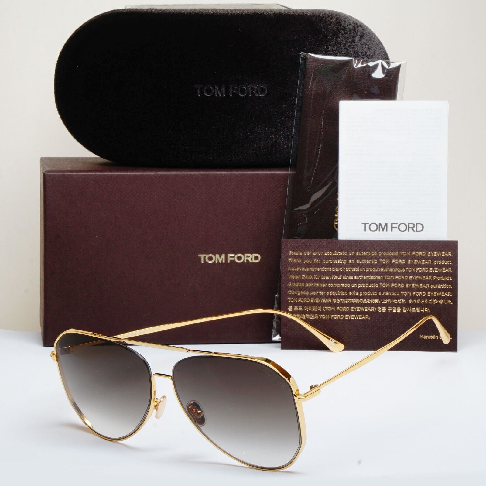 Tom Ford Sunglasses Charles-02 Gold Brown Grey Gradient Square FT0853 TF 853 30B