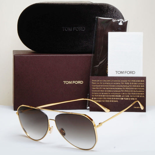 Tom Ford Sunglasses Charles-02 Gold Brown Grey Gradient Square FT0853 TF 853 30B