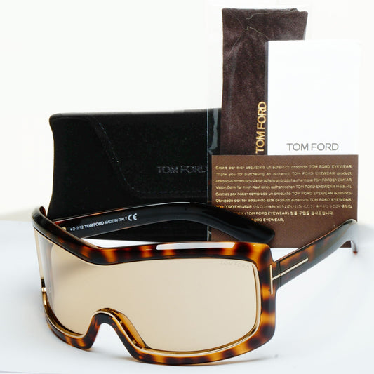 Tom Ford Sunglasses Olga Sunglasses Shield Ski Large Brown Tortoise TF 305 52J
