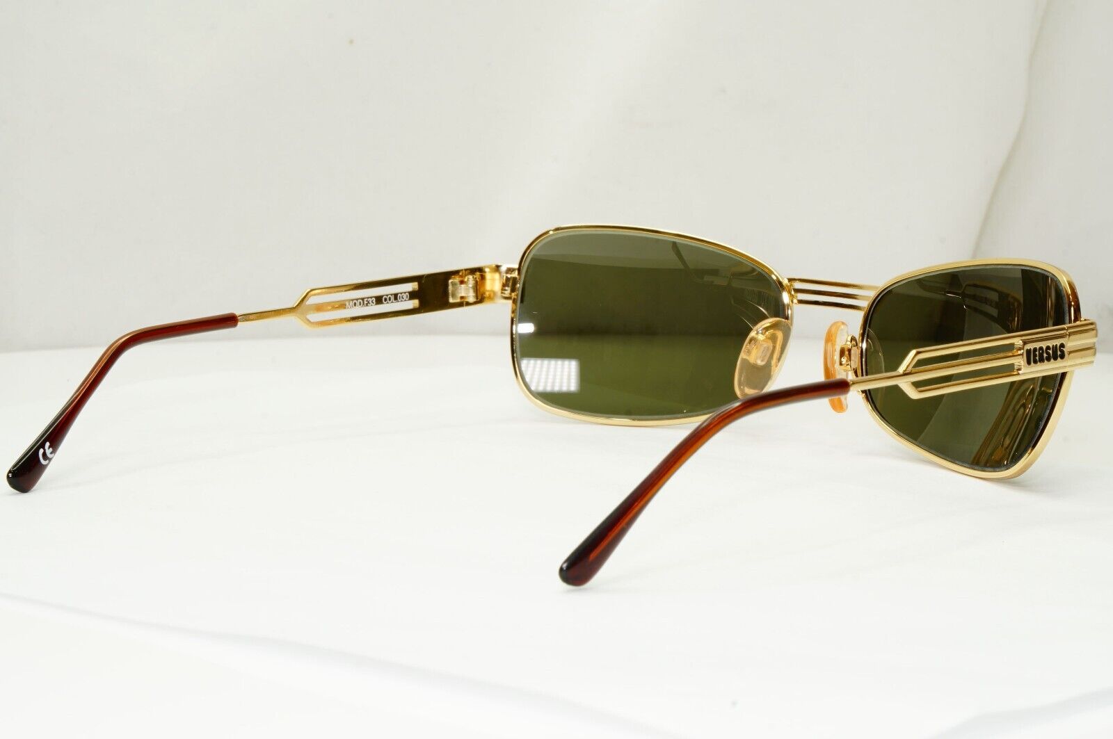 Versus 1996 by Gianni Versace Vintage Gold Green Sunglasses MOD F33 COL 030