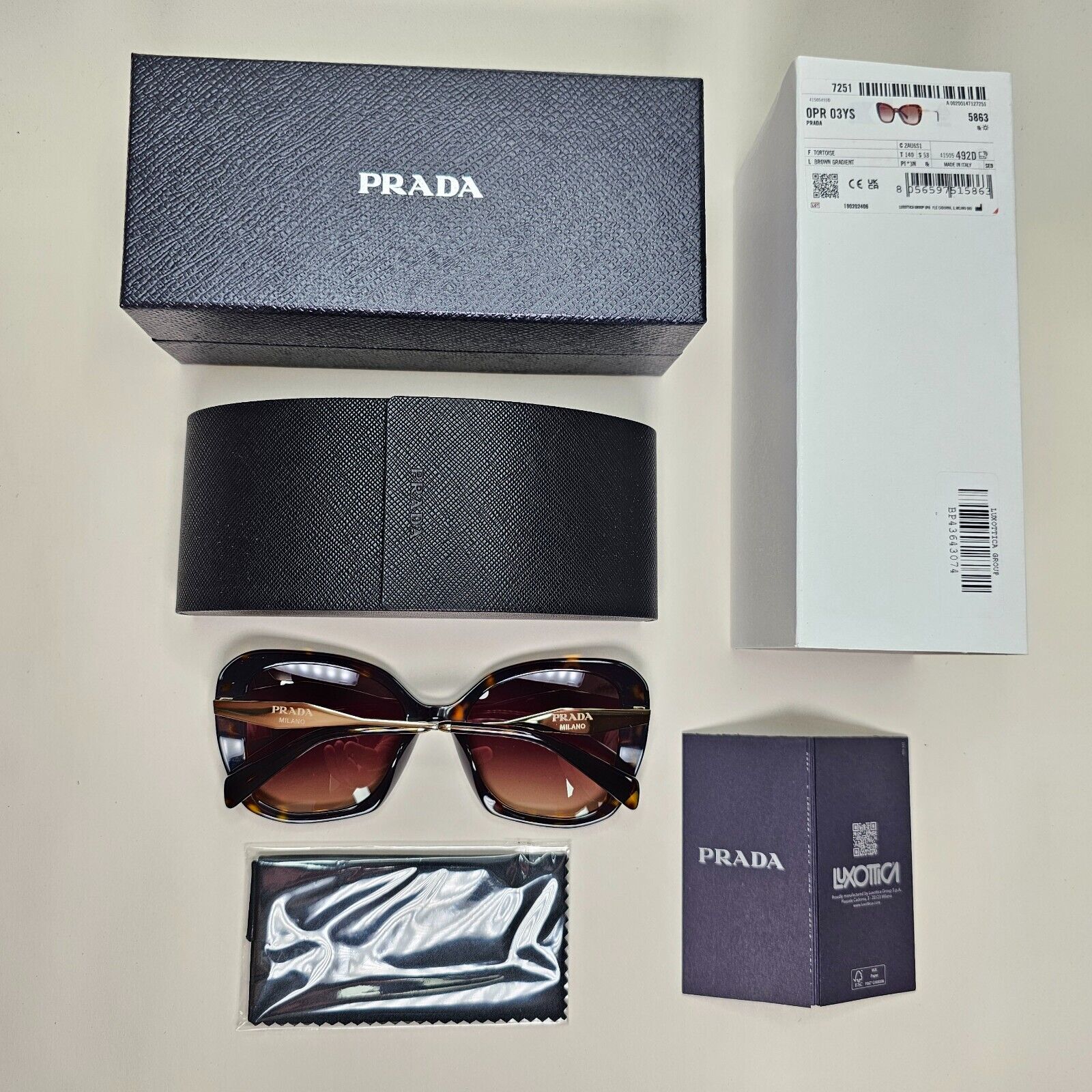 Prada Sunglasses Brown Tortoiseshell Gradient Gold PR03YS SPR 03Y 2AU-6S1 53mm