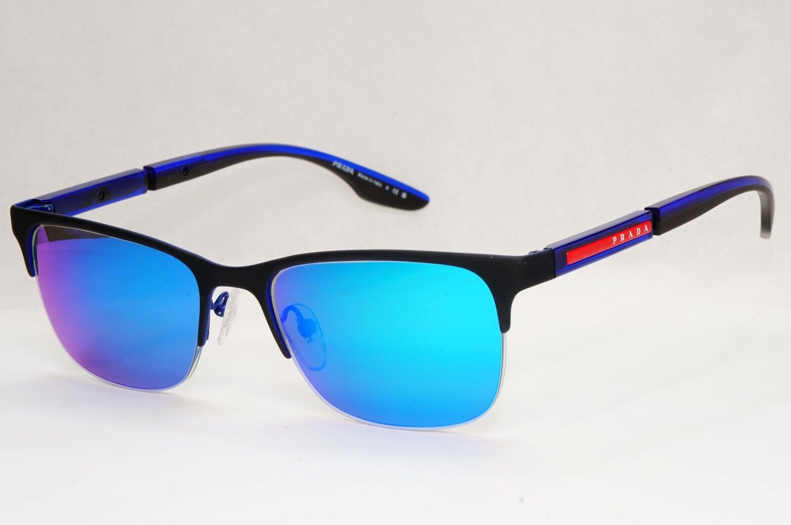 Prada Sunglasses Polarized Blue Mirror Black PS55OV VPS 55O 16C-1O1 52mm