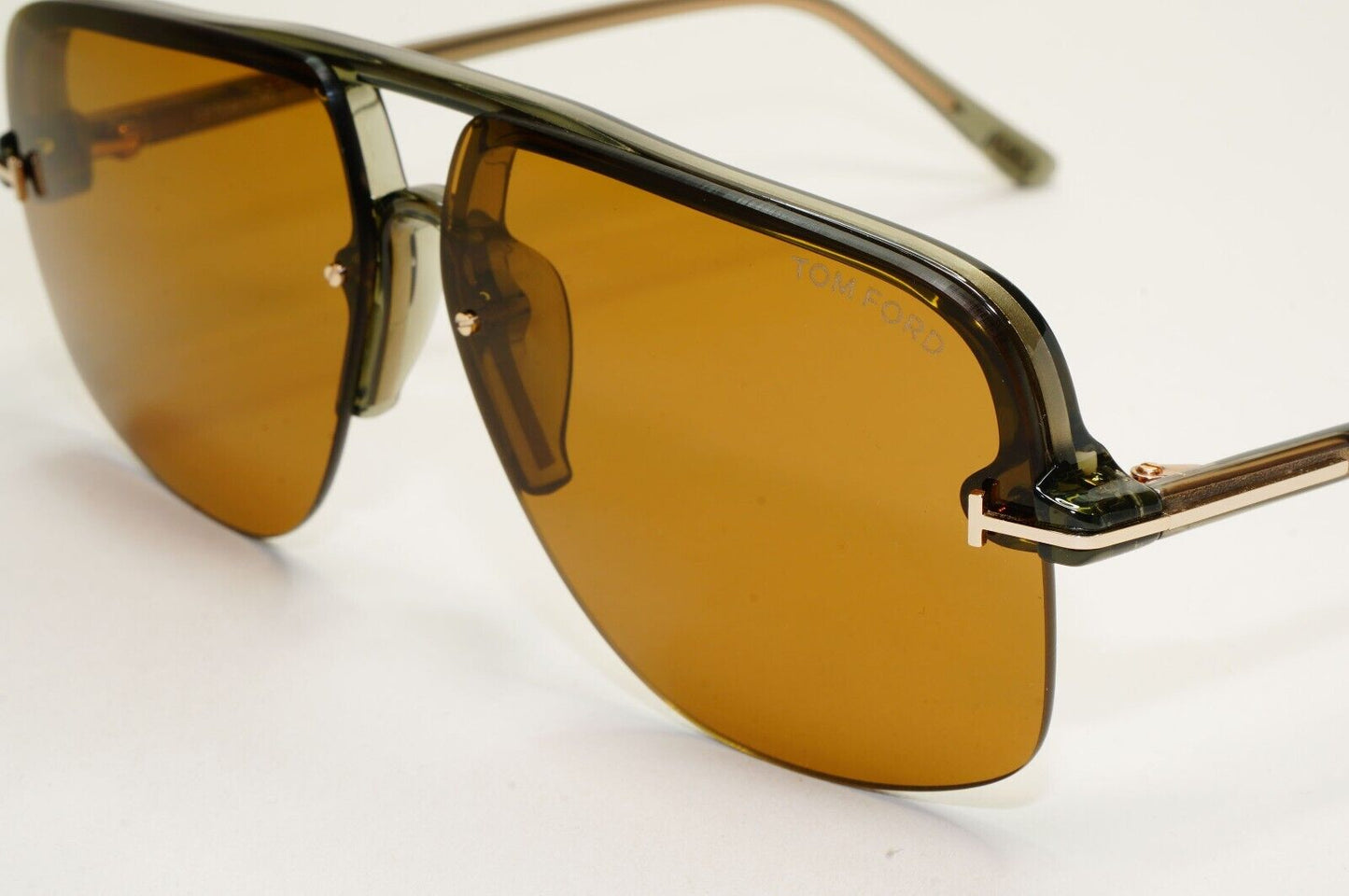 Tom Ford Sunglasses Hugo-02 Brown Semi Rimless Navigator FT1003 TF 1003 93E