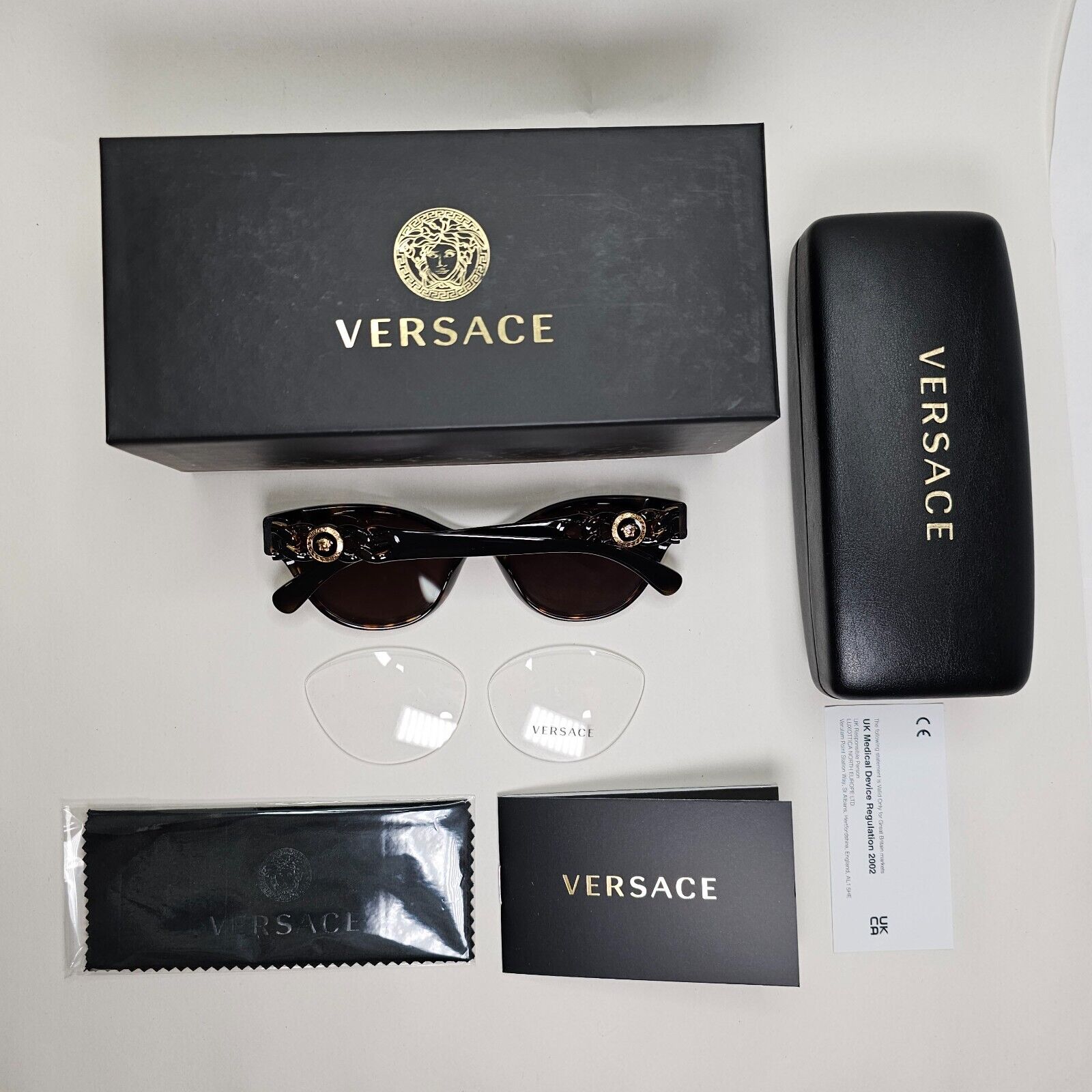 Versace Sunglasses Brown Gold Medusa Chain Tortoiseshell MOD VE 3305 108 55mm