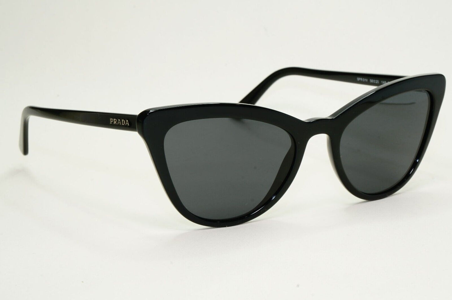 Prada Sunglasses Black Cat Eye Glossy PR01VS SPR 01V 1AB-5S0 56mm 050824