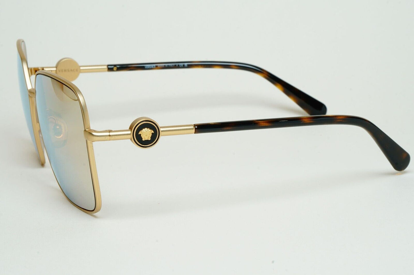Versace Sunglasses Gold Mirror Brown Square Medusa MOD VE 2227 1410/5A 59mm