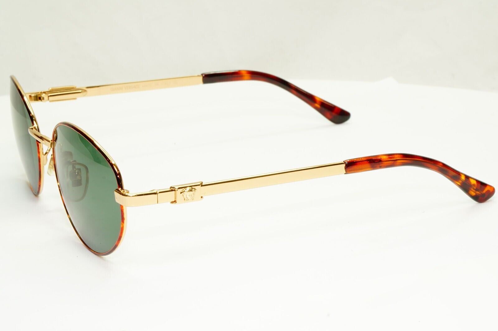 Gianni Versace 1995 Sunglasses Vintage Gold Green Metal Square MOD H65 COL 07M
