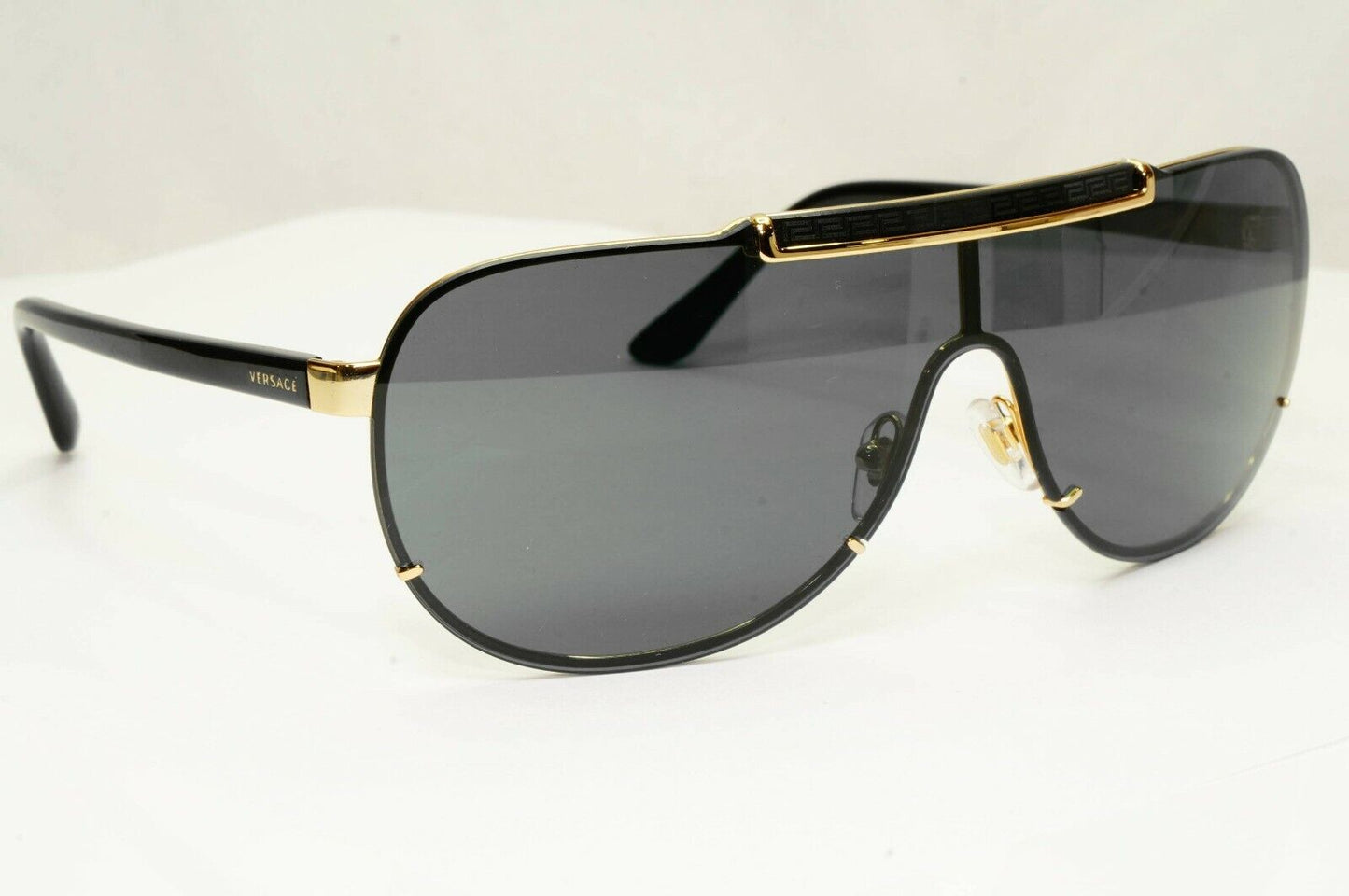 Versace Black Gold Sunglasses Shield Visor Ski Designer Fashion MOD 2140 1002/87