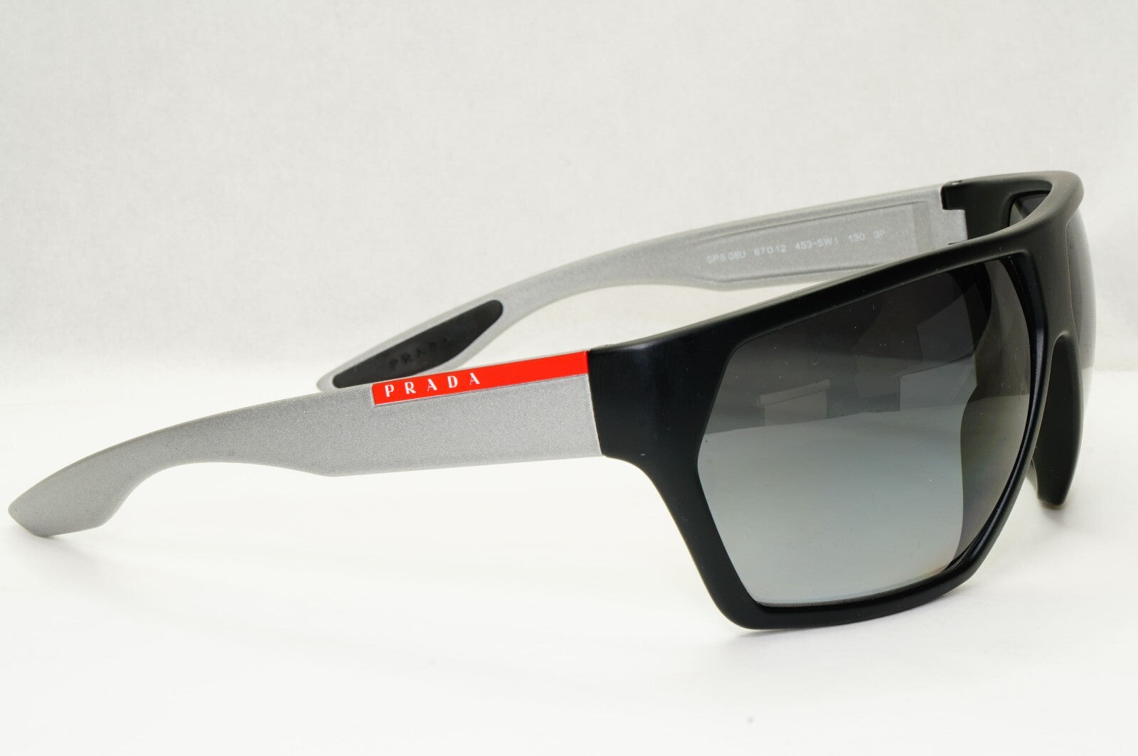 Prada Sunglasses Polarized Black  Wrap Grey Rubber PS08US SPS 08U 453-5W1 [b]