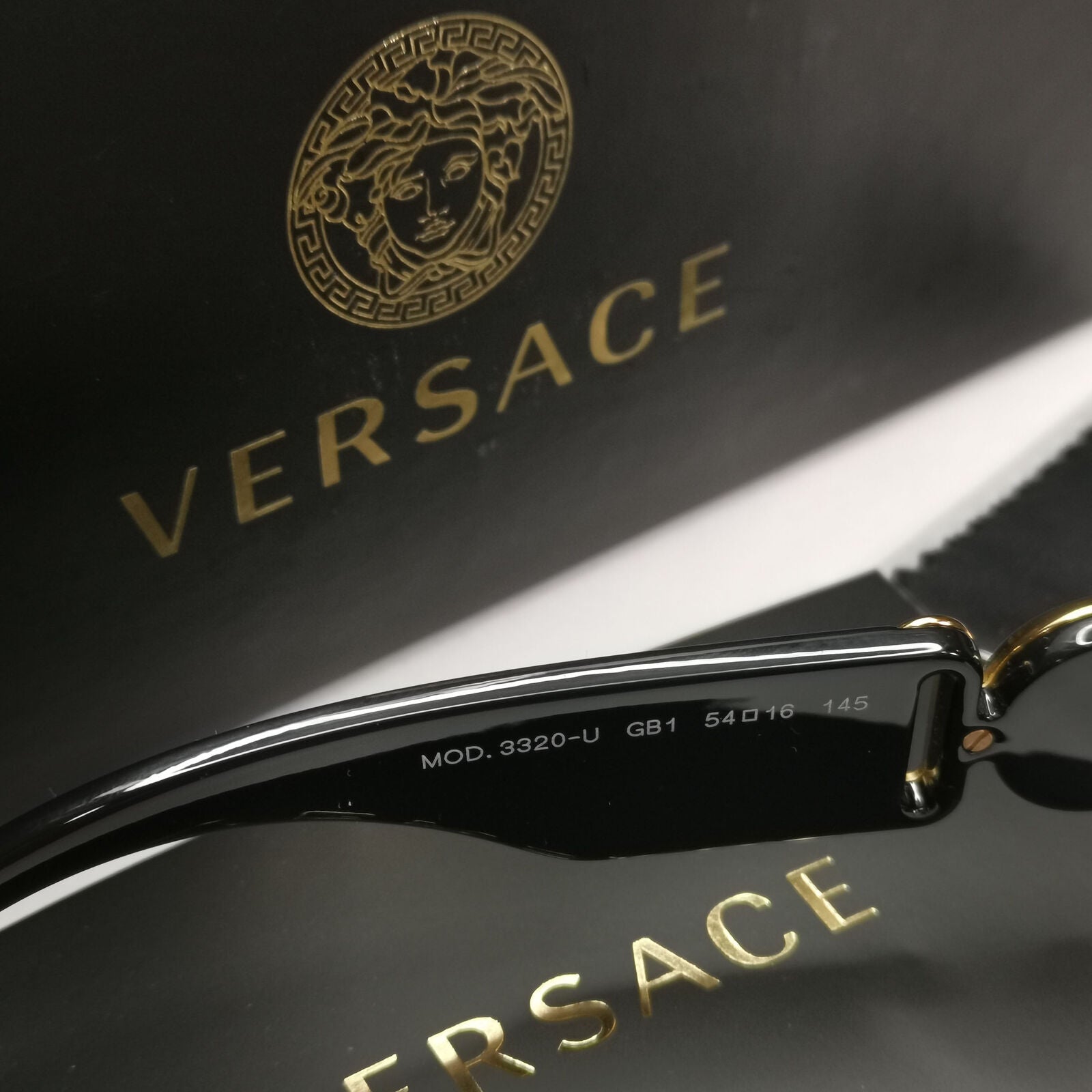 Versace Sunglasses Black Gold Medusa Octagon Angular Biggie MOD VE 3320-U GB1