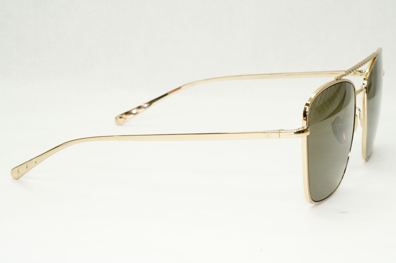 Chanel Sunglasses Gold Square Grey Dull Green Metal Frame 4256 C.395/3 041223
