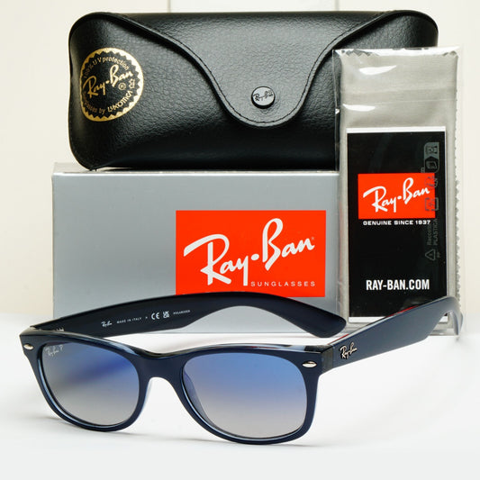 Ray-Ban Sunglasses Polarised New Wayfarer Blue Graident RB 2132 6607/78 52mm