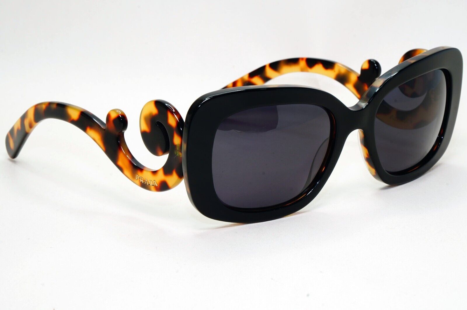 Prada Sunglasses Baroque Swirl Square Black Brown PR27OS SPR 27O NAI-0A7 081124