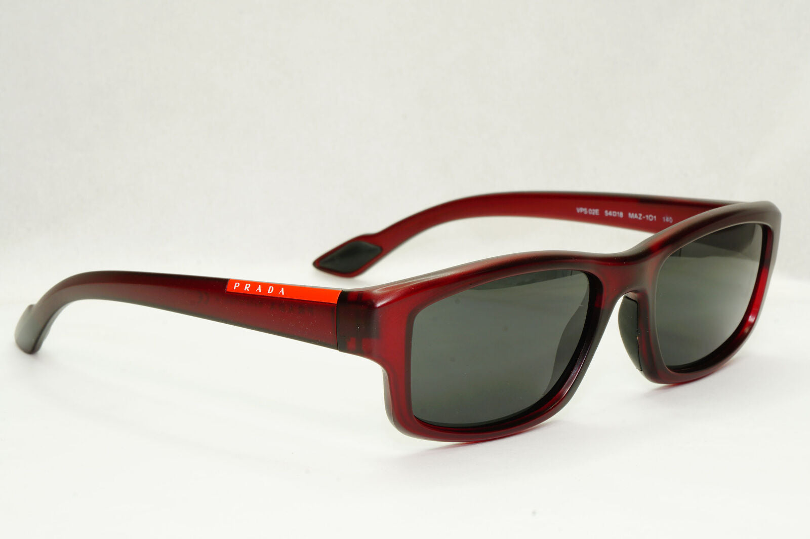Prada Sunglasses Red Burgundy Black Square Rectangle PS02EV VPS 02E MAZ-1O1 54mm