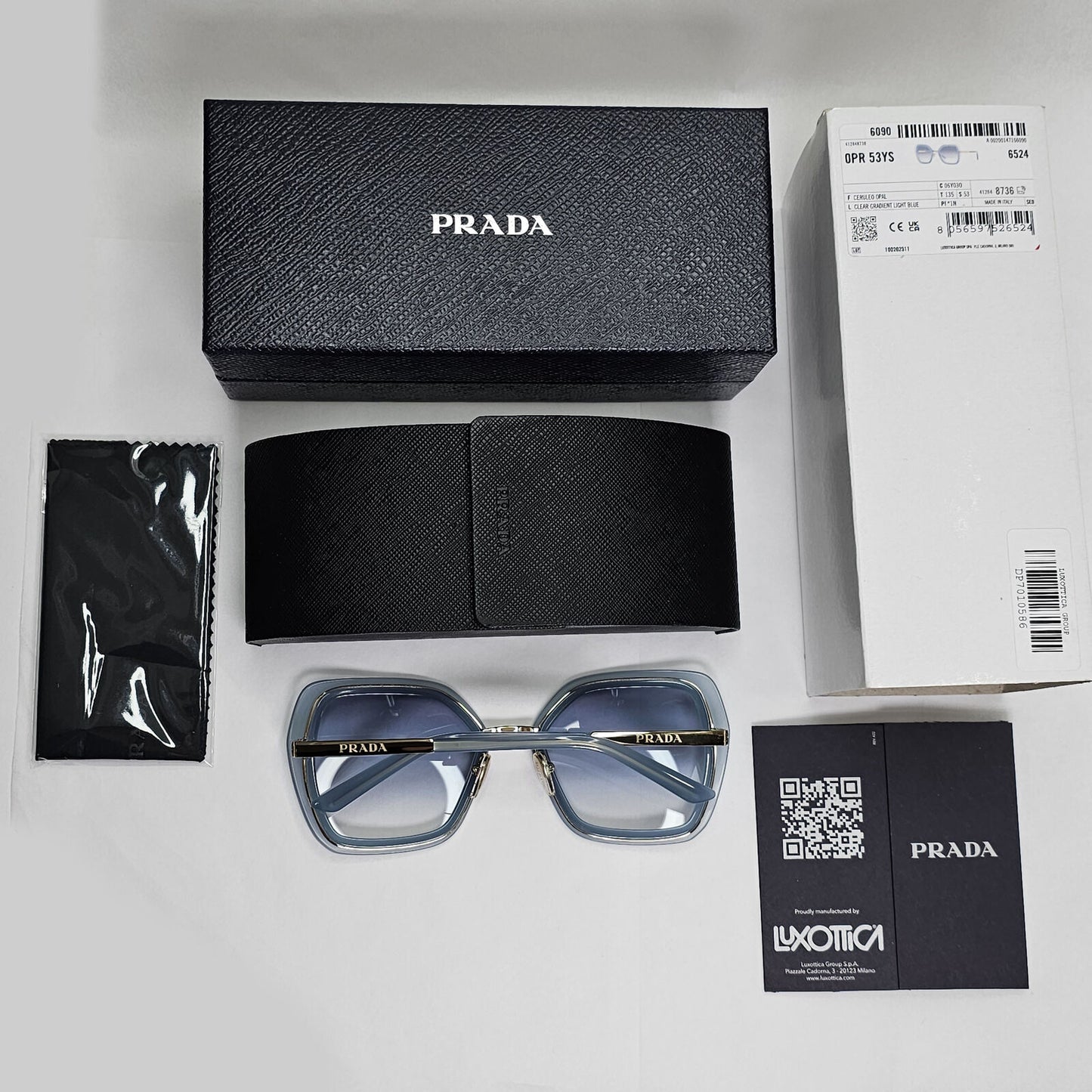 Prada Sunglasses Blue Gold Gradient Square Ceruleo Opal PR53YS SPR 53Y 06Y-03O