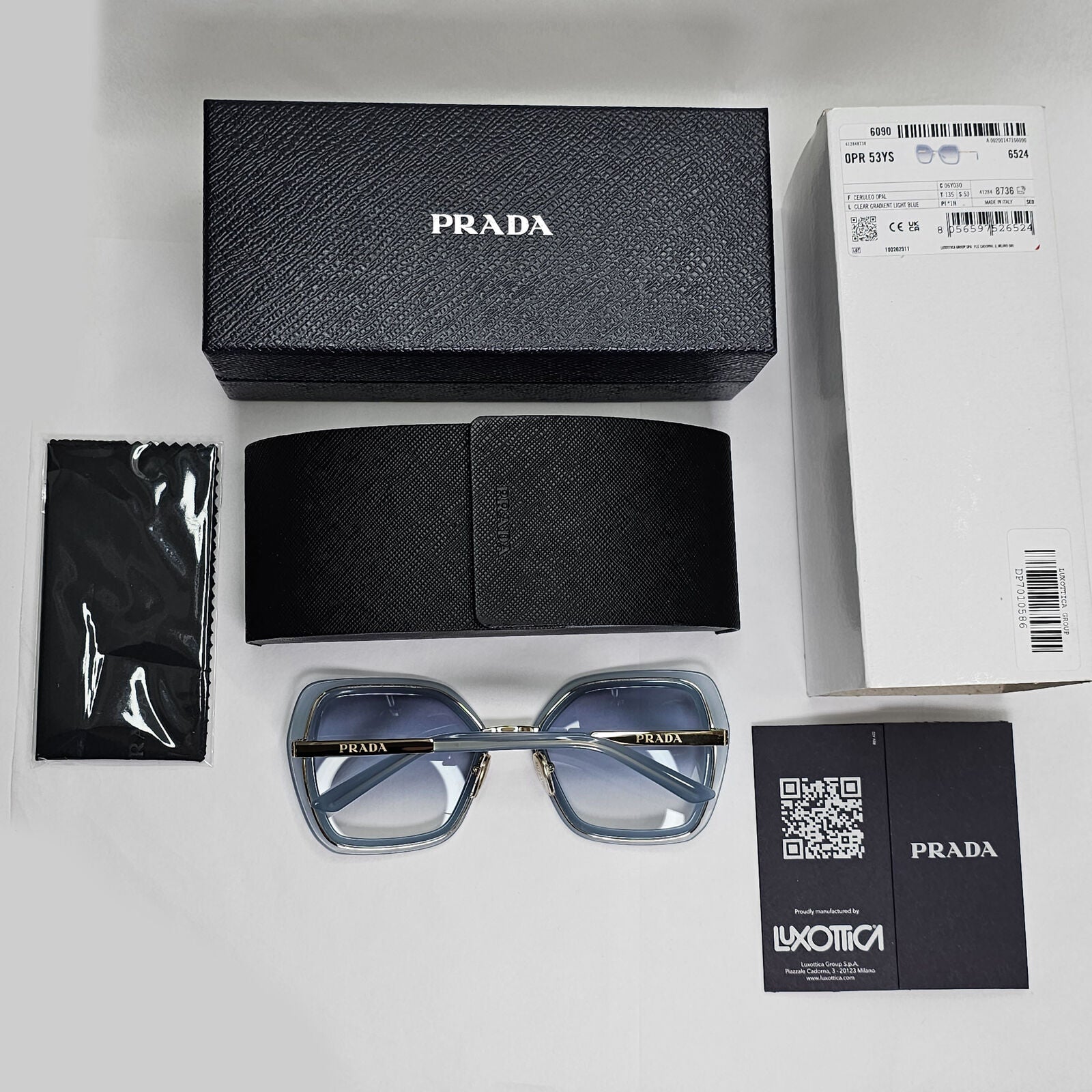 Prada Sunglasses Blue Gold Gradient Square Ceruleo Opal PR53YS SPR 53Y 06Y-03O