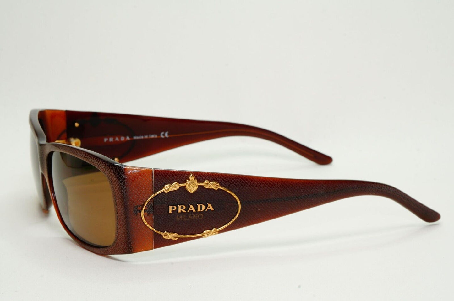 Prada Sunglasses 2007 Vintage Brown Saffiano Crest PR11HS SPR 11H 7JY-8C1 061024