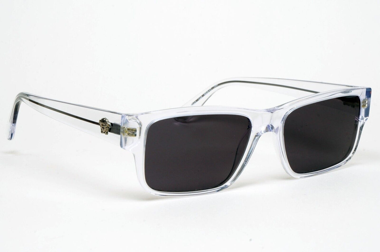 Versace Sunglasses Black Crystal Transparent Medusa Square MOD VE 3342 148 55mm