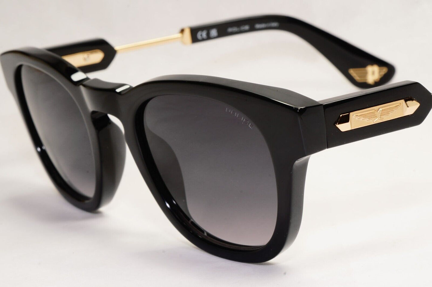 Police Sunglasses Black Gold Grey Gradient Thick Rim SPL F70 Prince 1 COL 0700