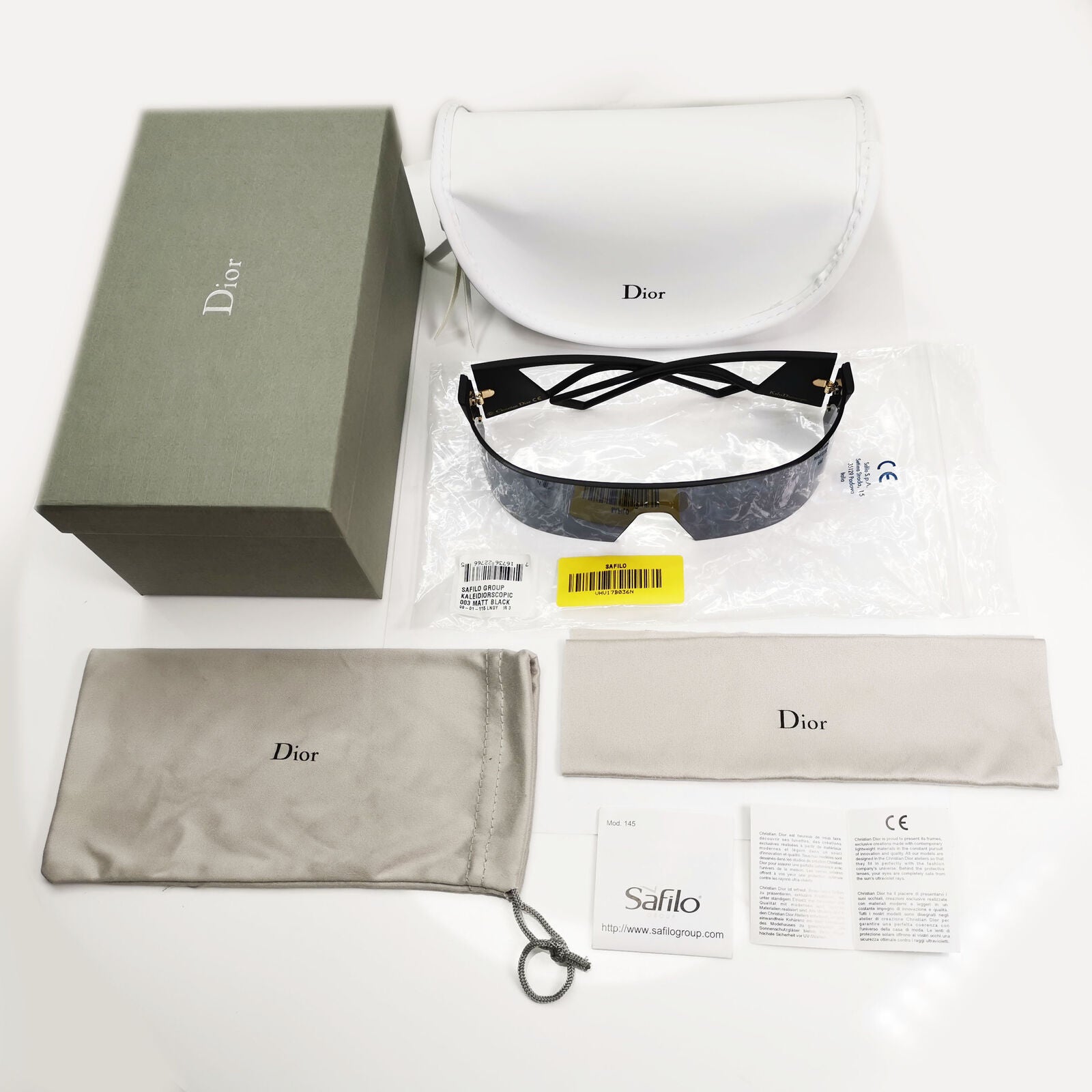 Dior Kaleidiorscopic Sunglasses Shield Visor Mask Black Grey Gold 003IR