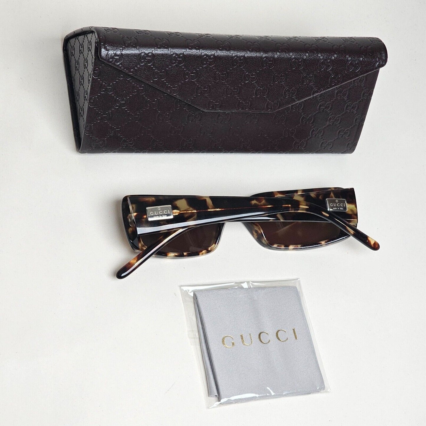Gucci Sunglasses 1998 Vintage Brown Tortoise Rectangle GG 2450/S 4TM 52mm 120125