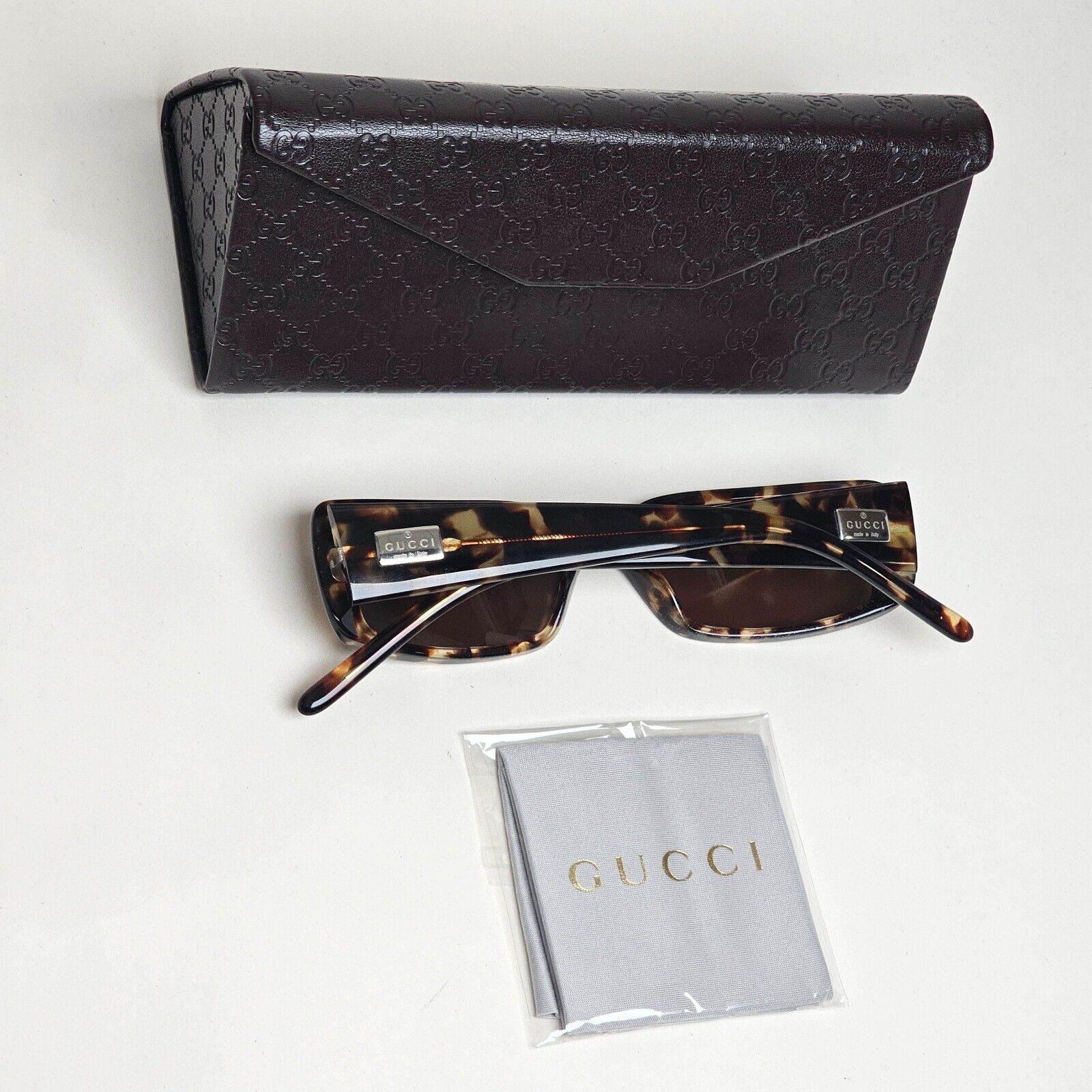 Gucci Sunglasses 1998 Vintage Brown Tortoise Rectangle GG 2450/S 4TM 52mm 120125