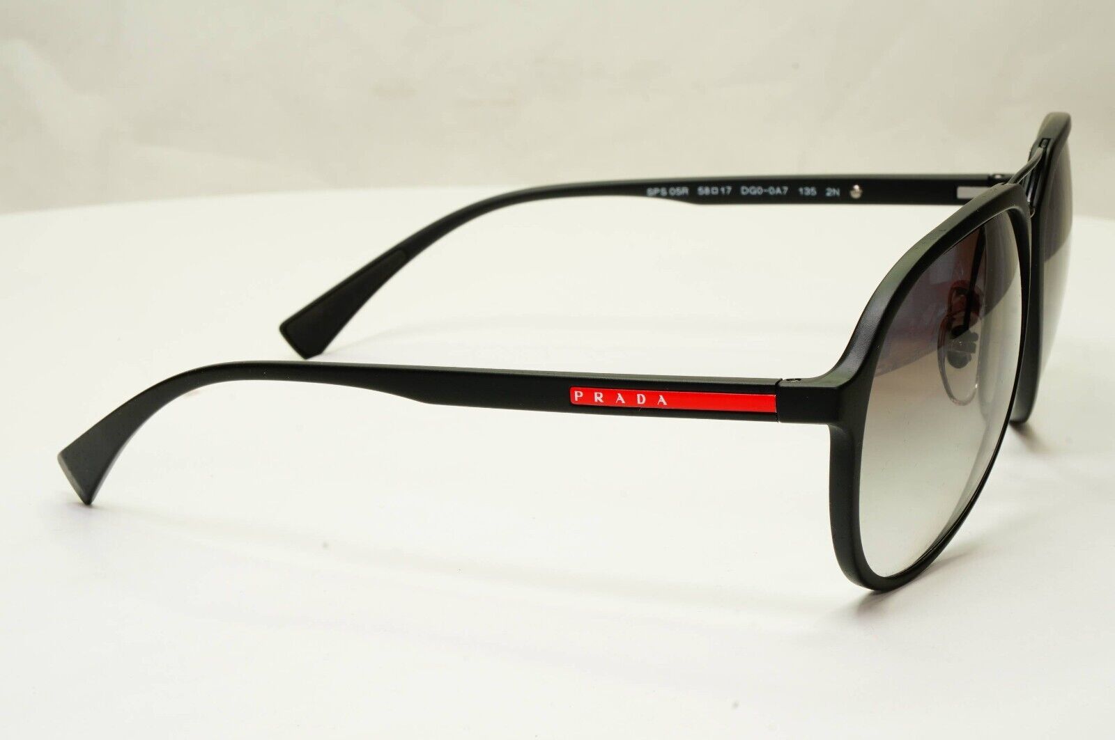 Prada Sunglasses Black Pilot Grey Gradient PS05RS SPS 05R DG0-0A7 58mm
