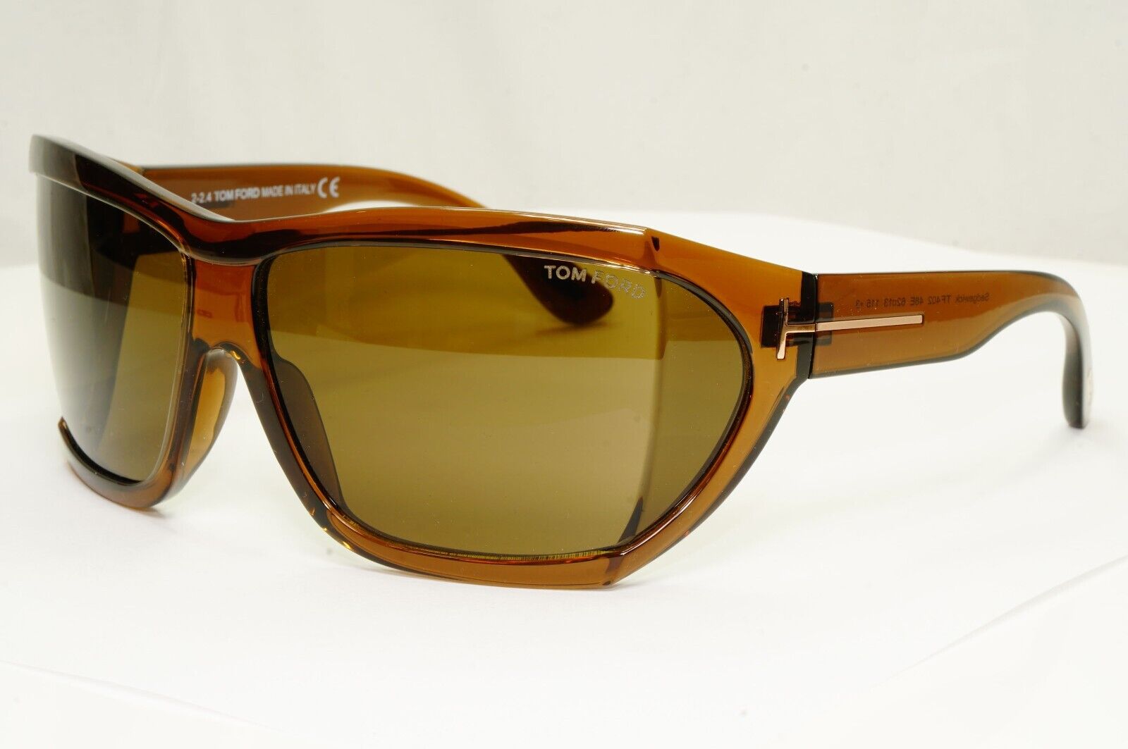 Tom Ford Sunglasses Sedgewick Brown Transparent Square Wrap FT0402 TF 402 48E