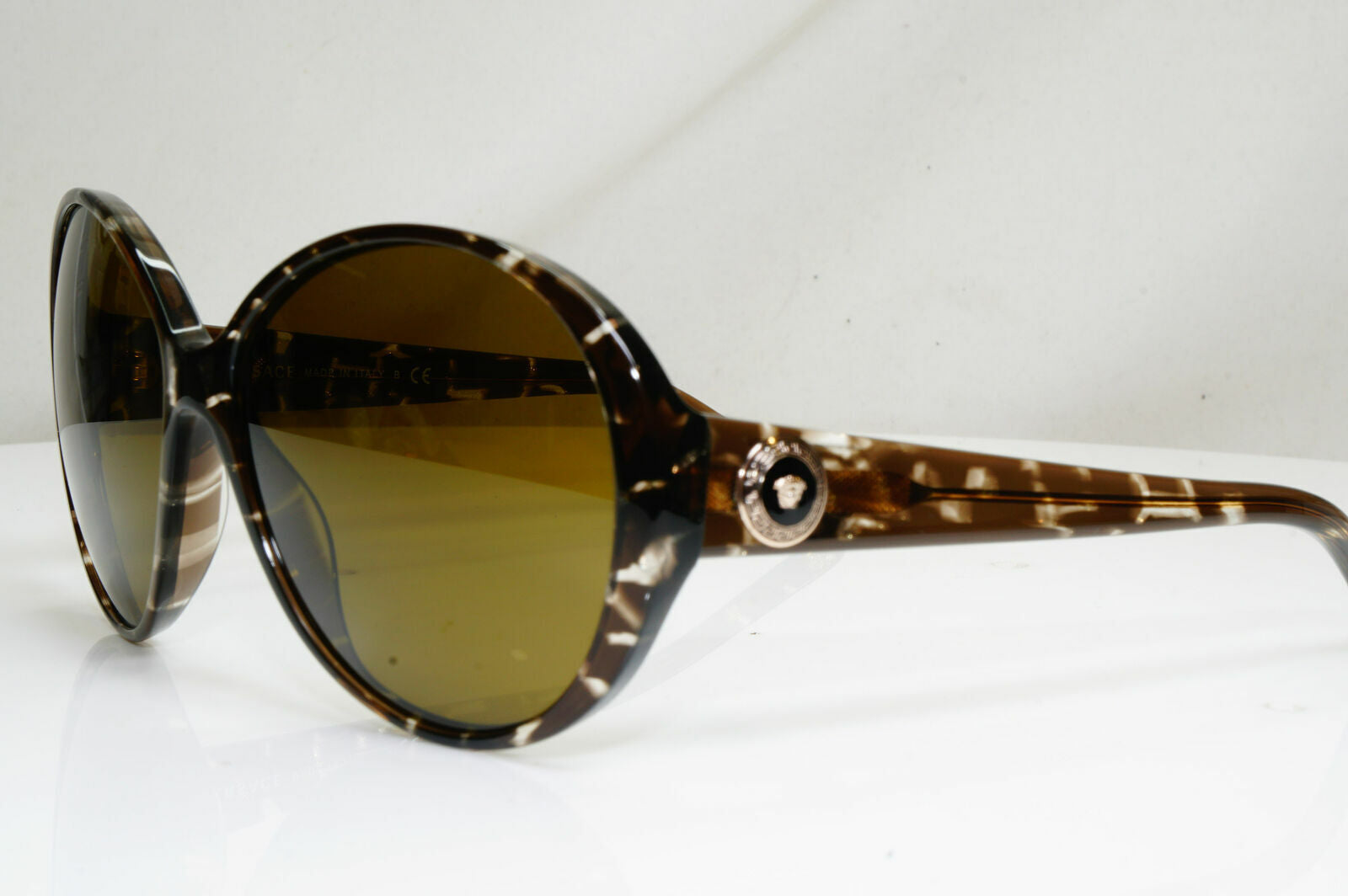 Versace Medusa Gold Marble Brown Oversized Sunglasses Womens 4239 969/73 29421