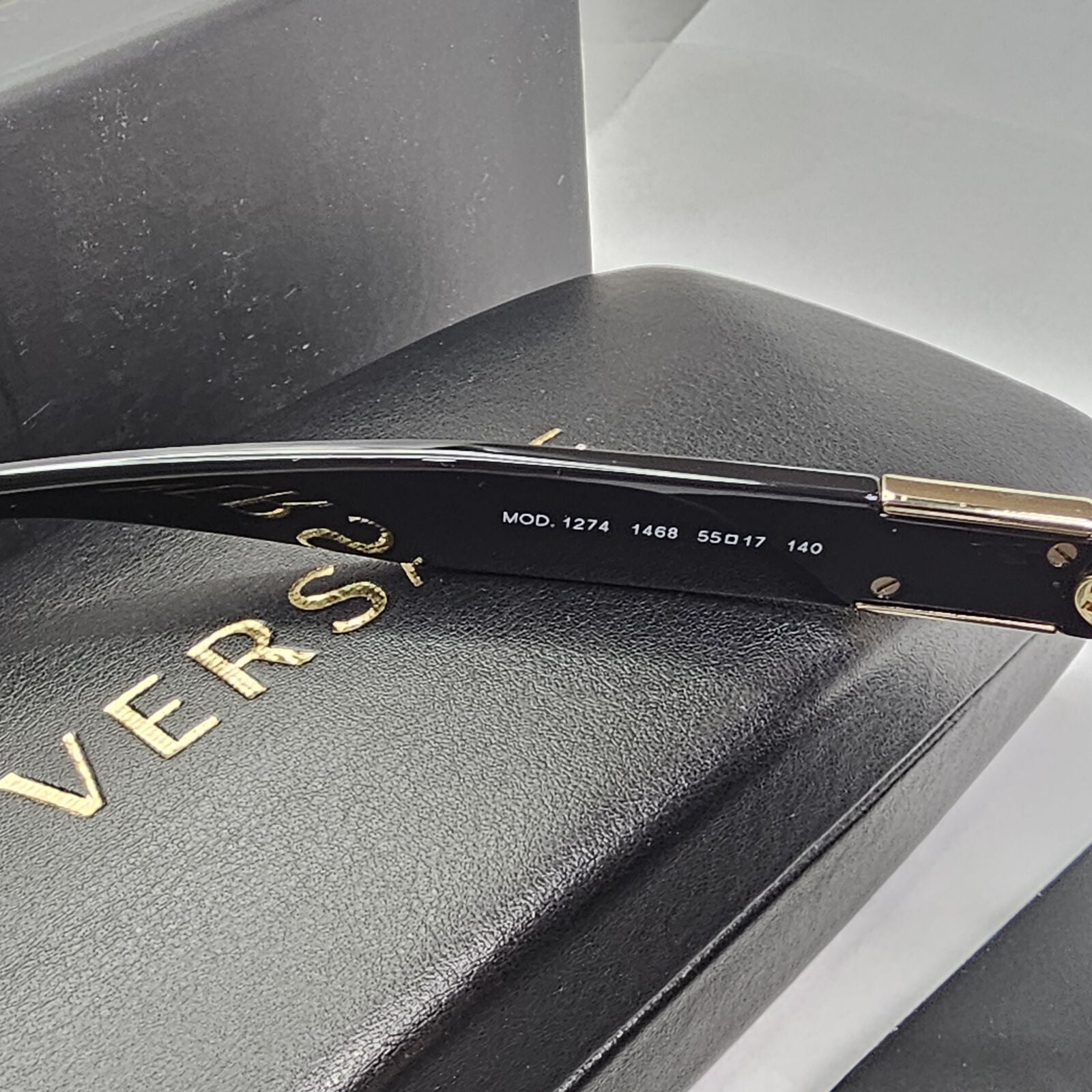 Versace Sunglasses Dark Blue Black Gold Square Metal Rectangle MOD VE 1274  55mm