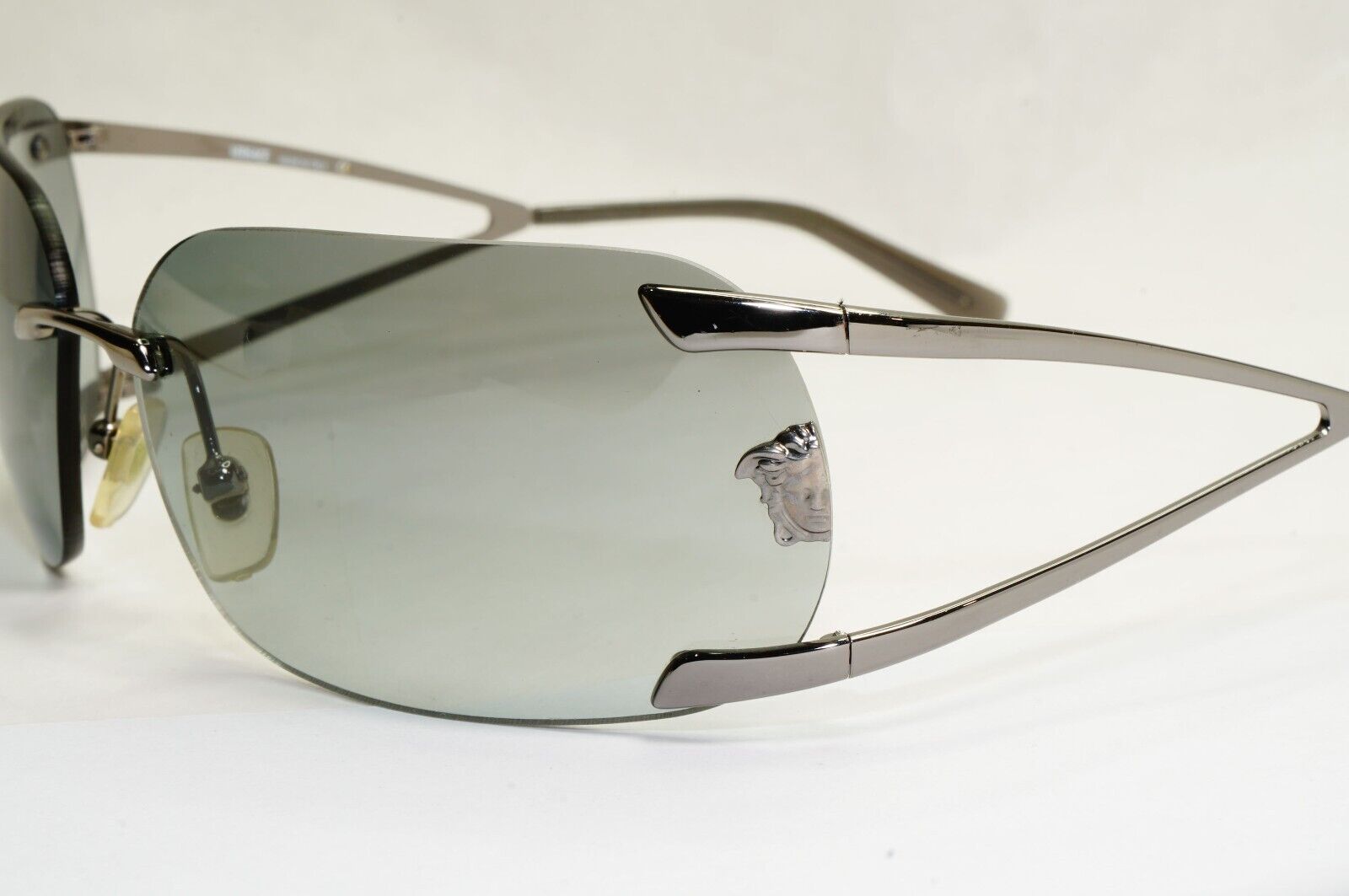 Versace Sunglasses 2004 Vintage Rimless Wrap Silver Grey MOD N86 89M/562 270324
