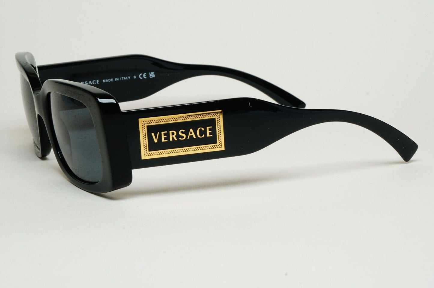 Versace Sunglasses Black Gold Square Dark Grey MOD VE 4377 GB1/87 52mm