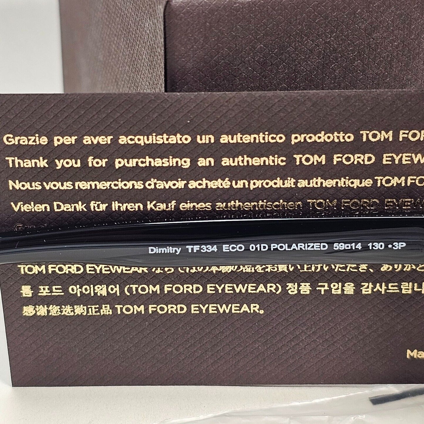 Tom Ford Sunglasses Polarised Black Pilot Gold FT0334 TF 334 Dimitry 01D 59mm