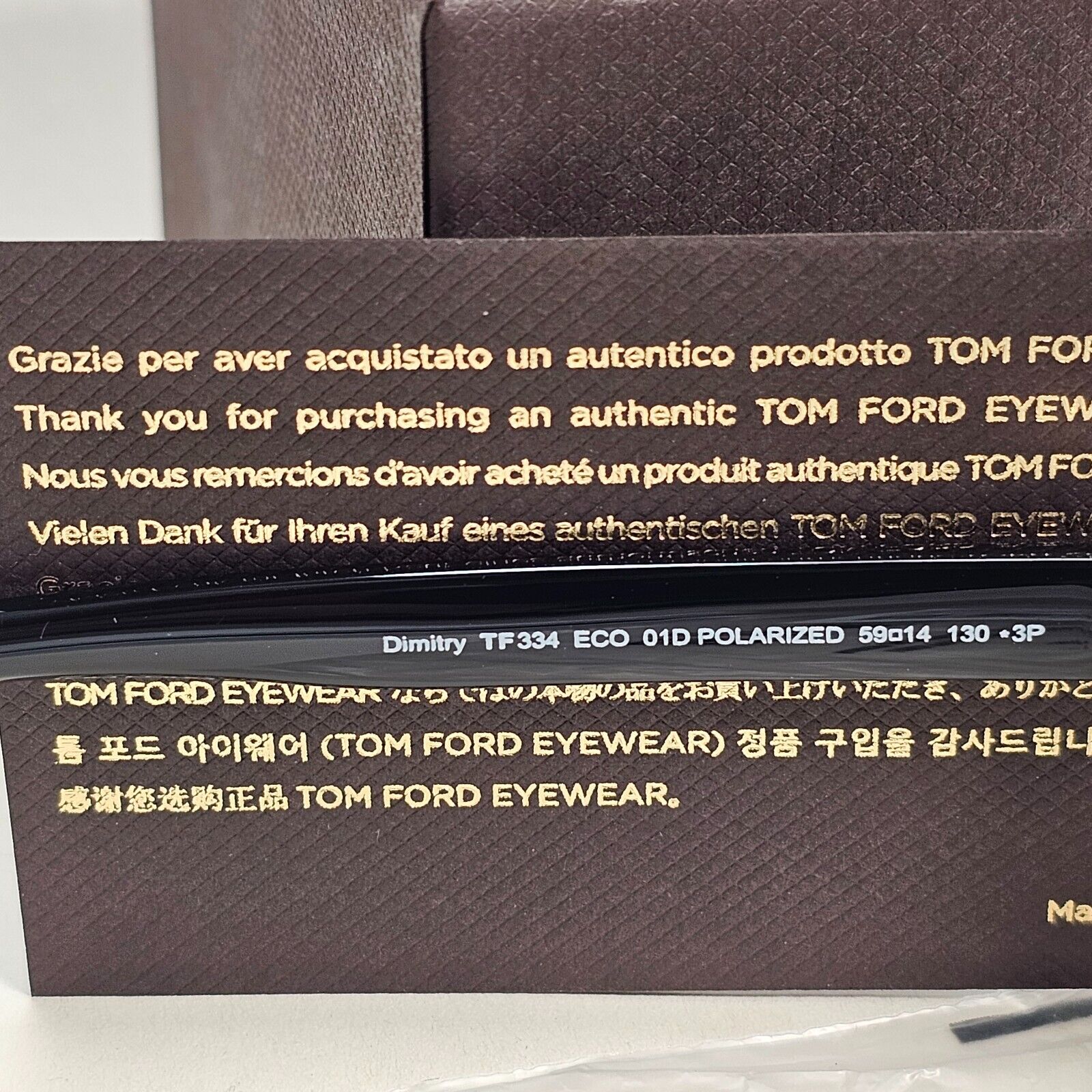 Tom Ford Sunglasses Polarised Black Pilot Gold FT0334 TF 334 Dimitry 01D 59mm
