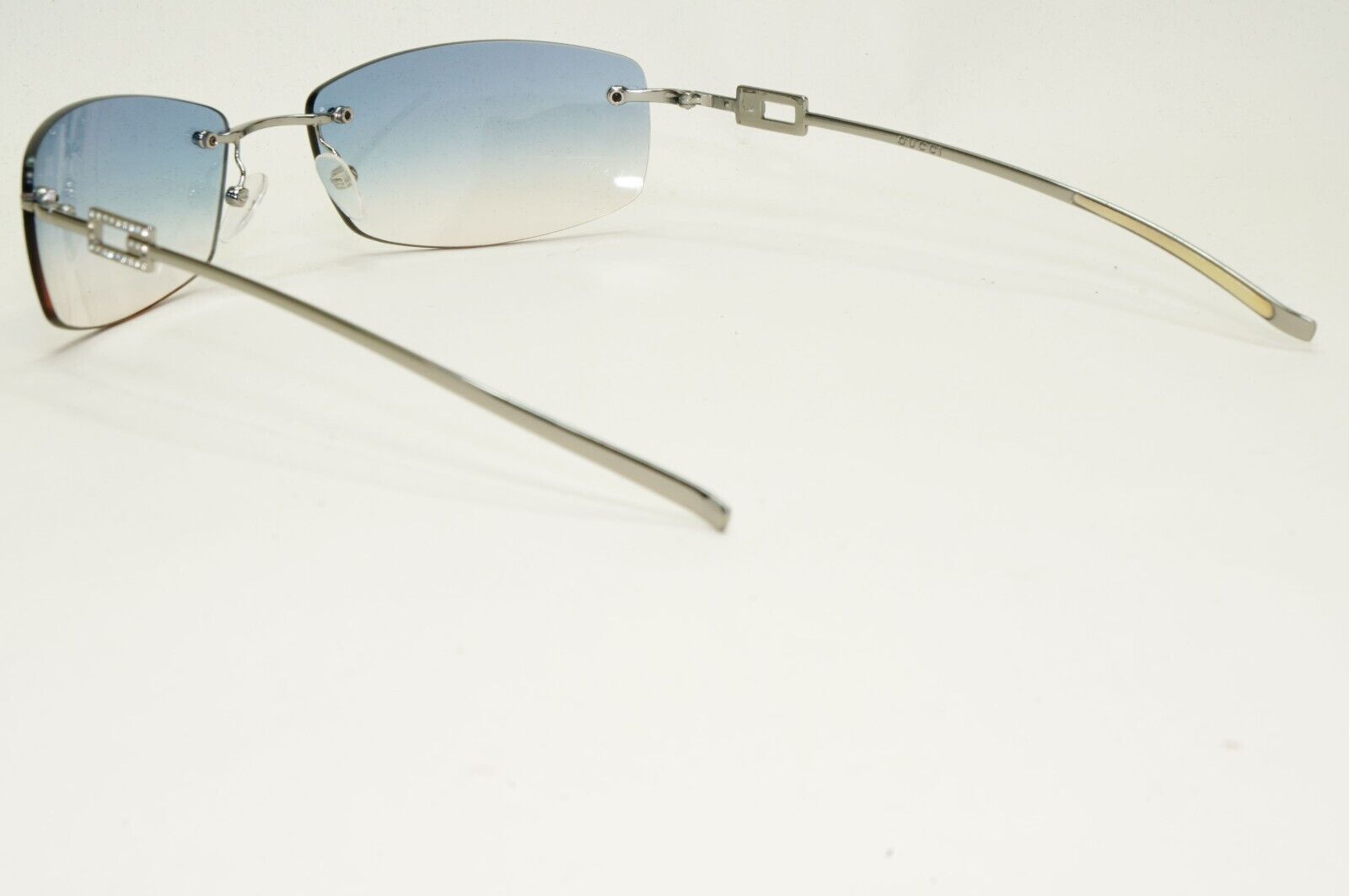 Gucci Sunglasses 1997 Vintage Rimless Silver Blue GG 1784/STRASS 6LBW1 031124
