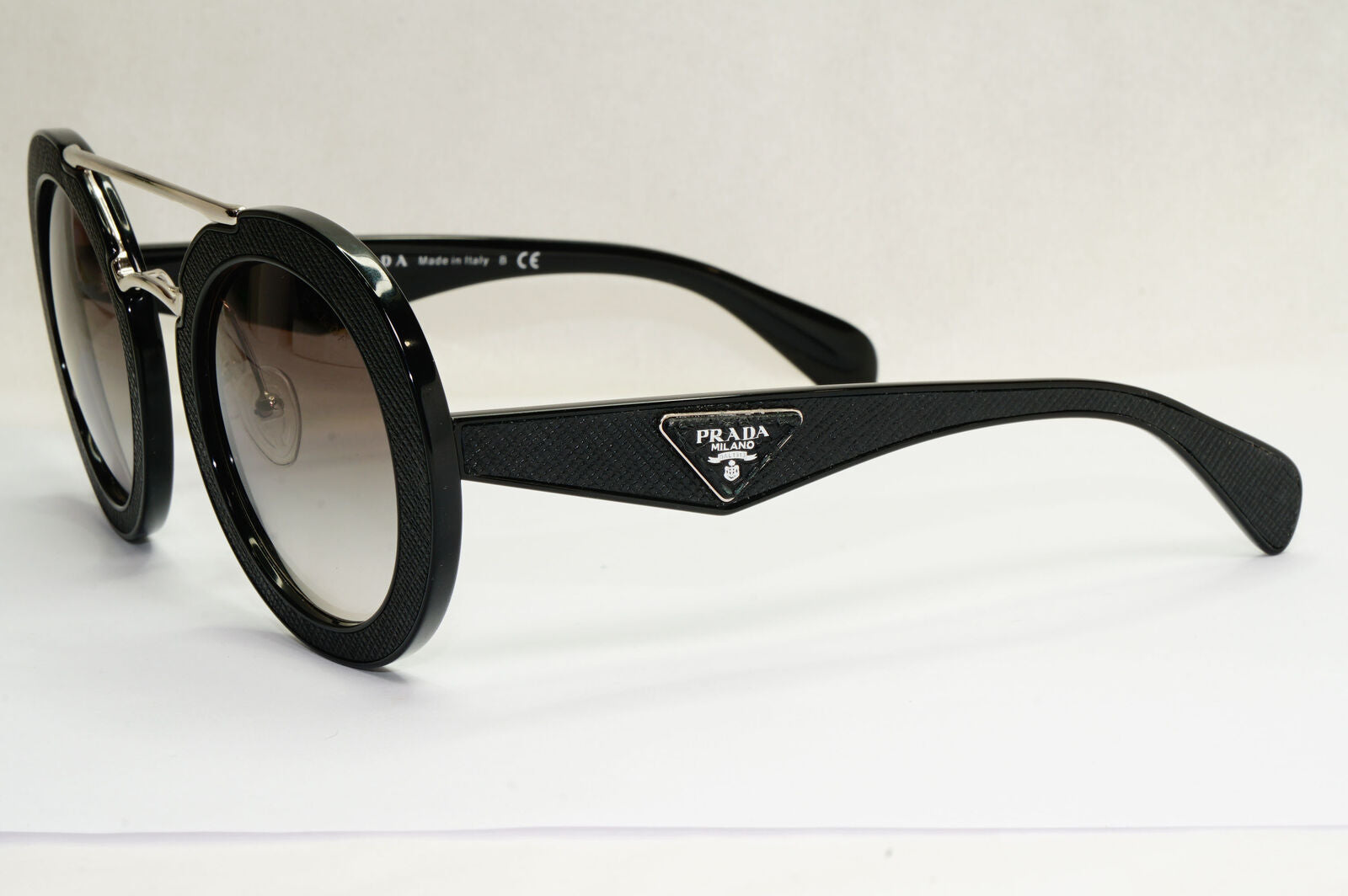 Prada Sunglasses Black Triangle Saffiano Leather PR15SS SPR 15S 1AB-0A7 190224