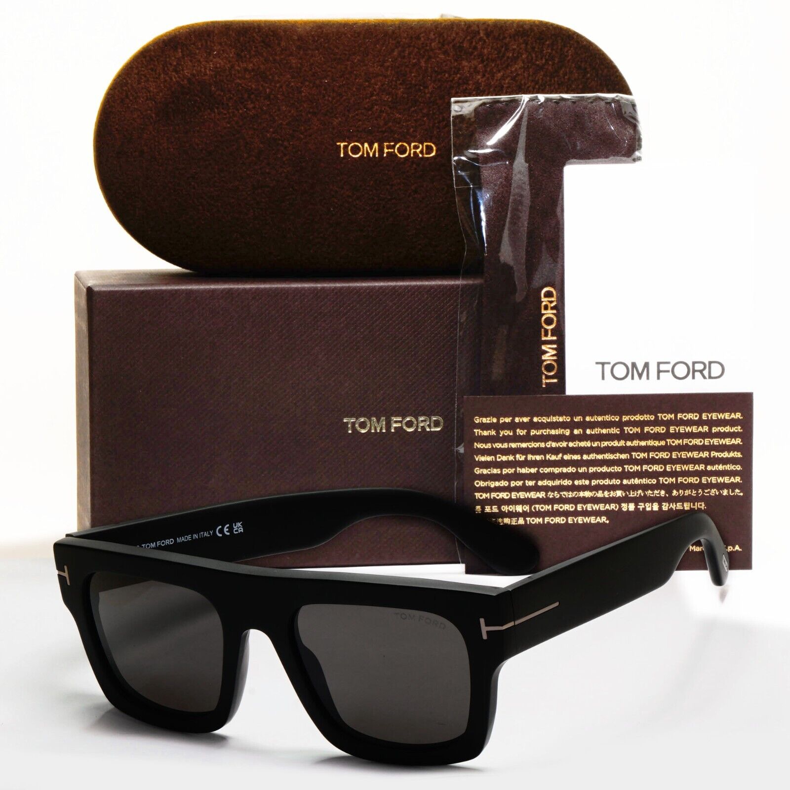 Tom Ford Sunglasses Fausto Black Square Grey Heavy Thick TF 711-N FT0711-N 02A