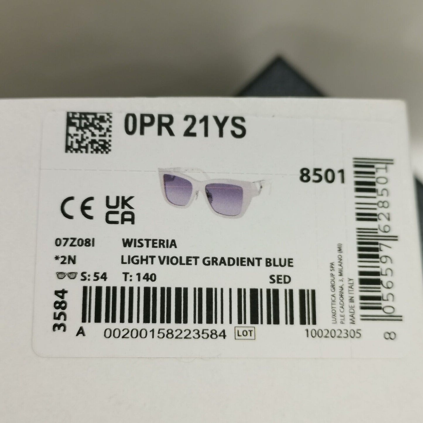 Prada Sunglasses Wisteria Violet Pale Gradient Blue PR21YS SPR 21Y 07Z-08I 54mm