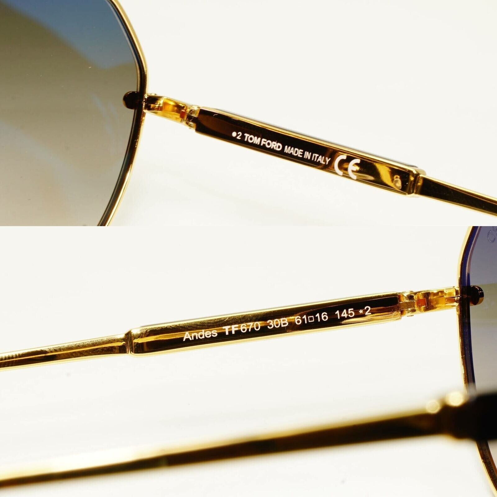Tom Ford Sunglasses Gold Pilot Metal Brown Andes FT0670 TF 670 30B [b] 38157