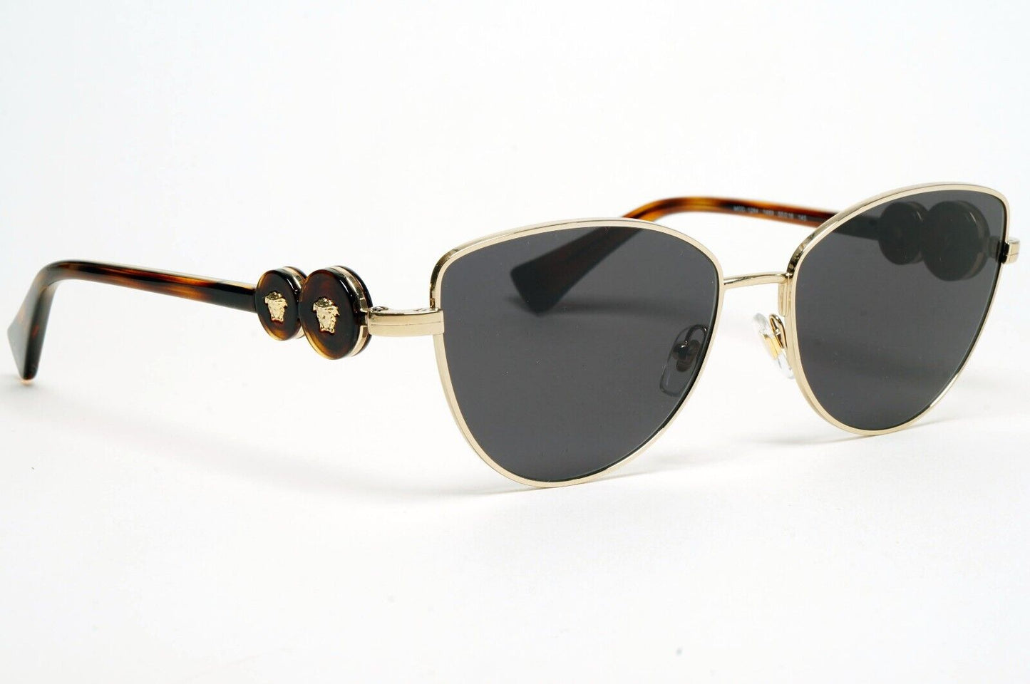 Versace Sunglasses Gold Medusa Black Brown Cat Eyee Metal MOD VE 1284 1489 55mm