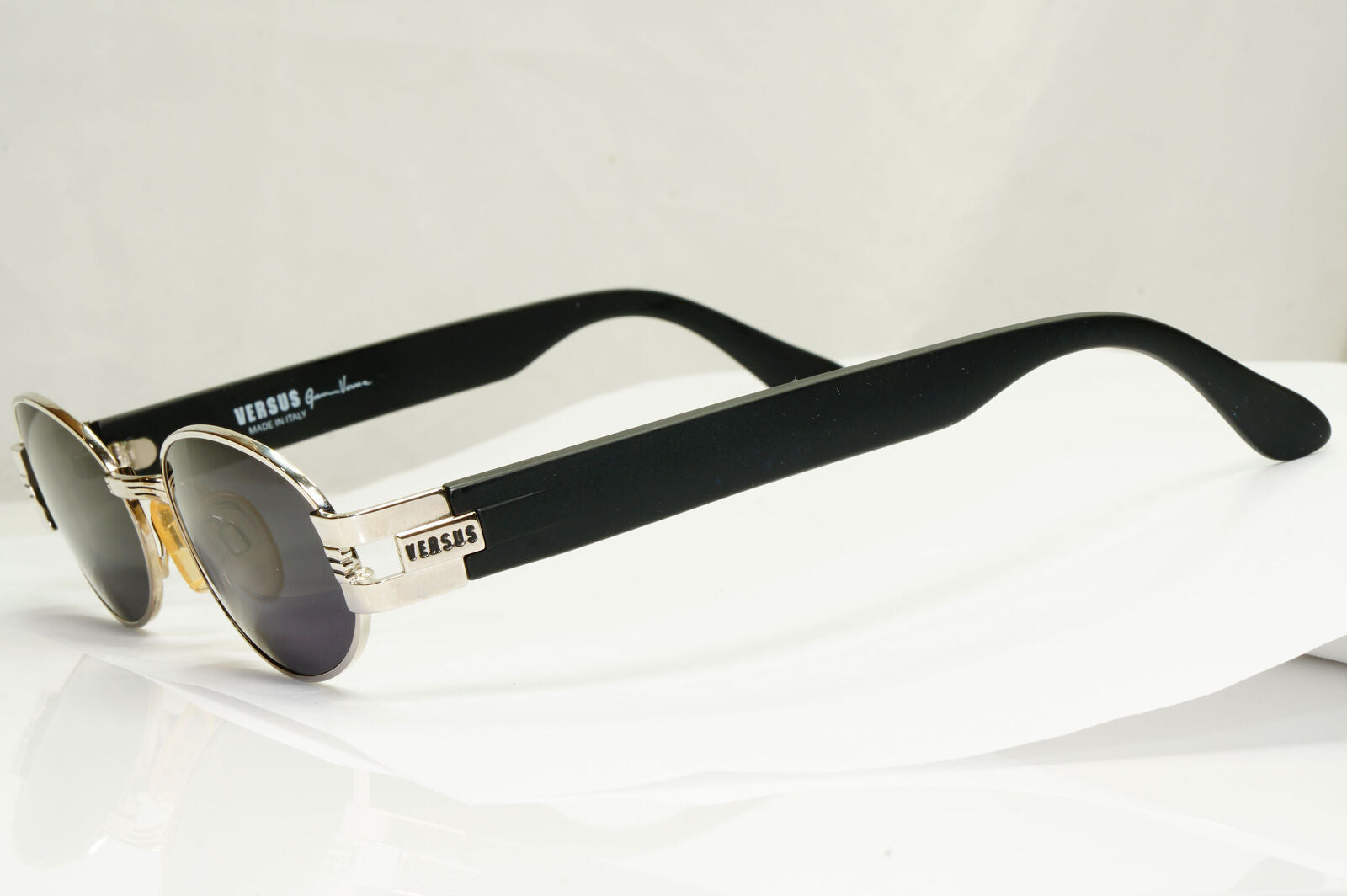 Versus 1996 by Gianni Versace Vintage Silver Black Sunglasses MOD F30 COL 12M