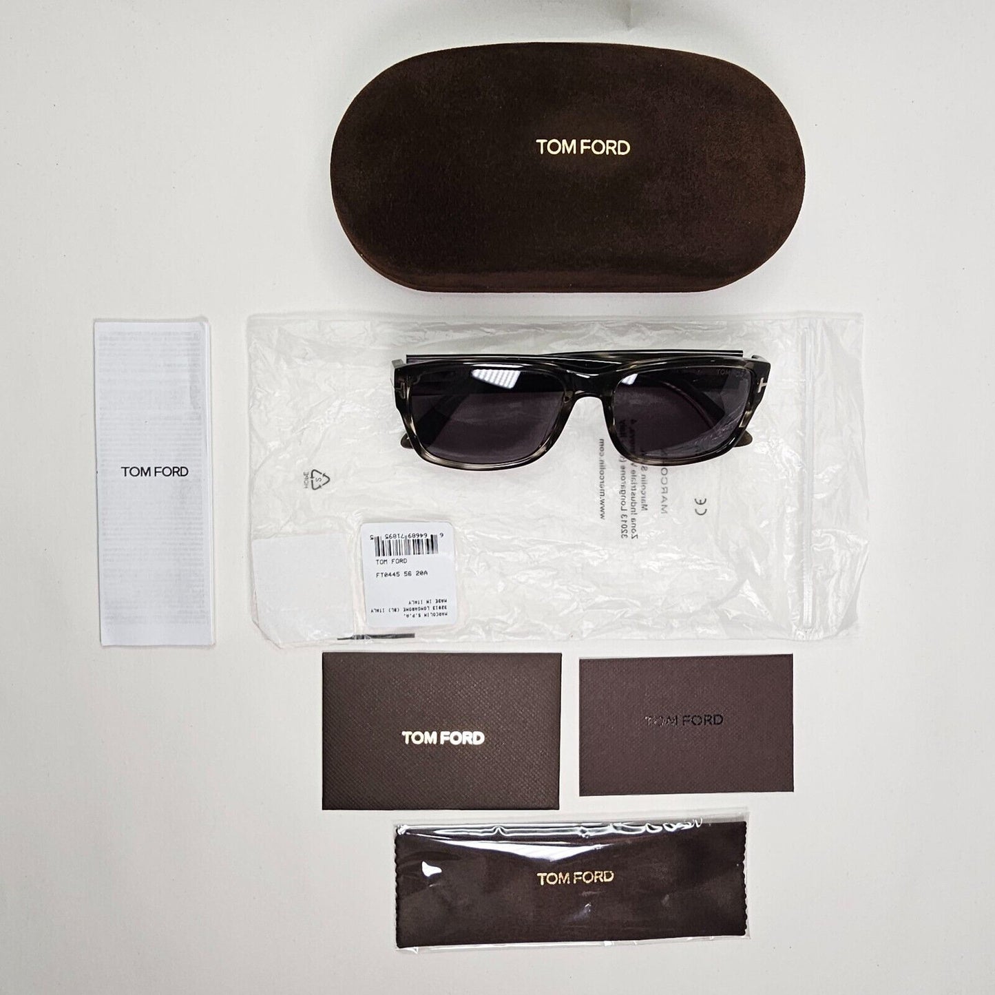 Tom Ford Sunglasses Mason Grey Brown Marble Tortoise Square TF 445 FT0445 56mm