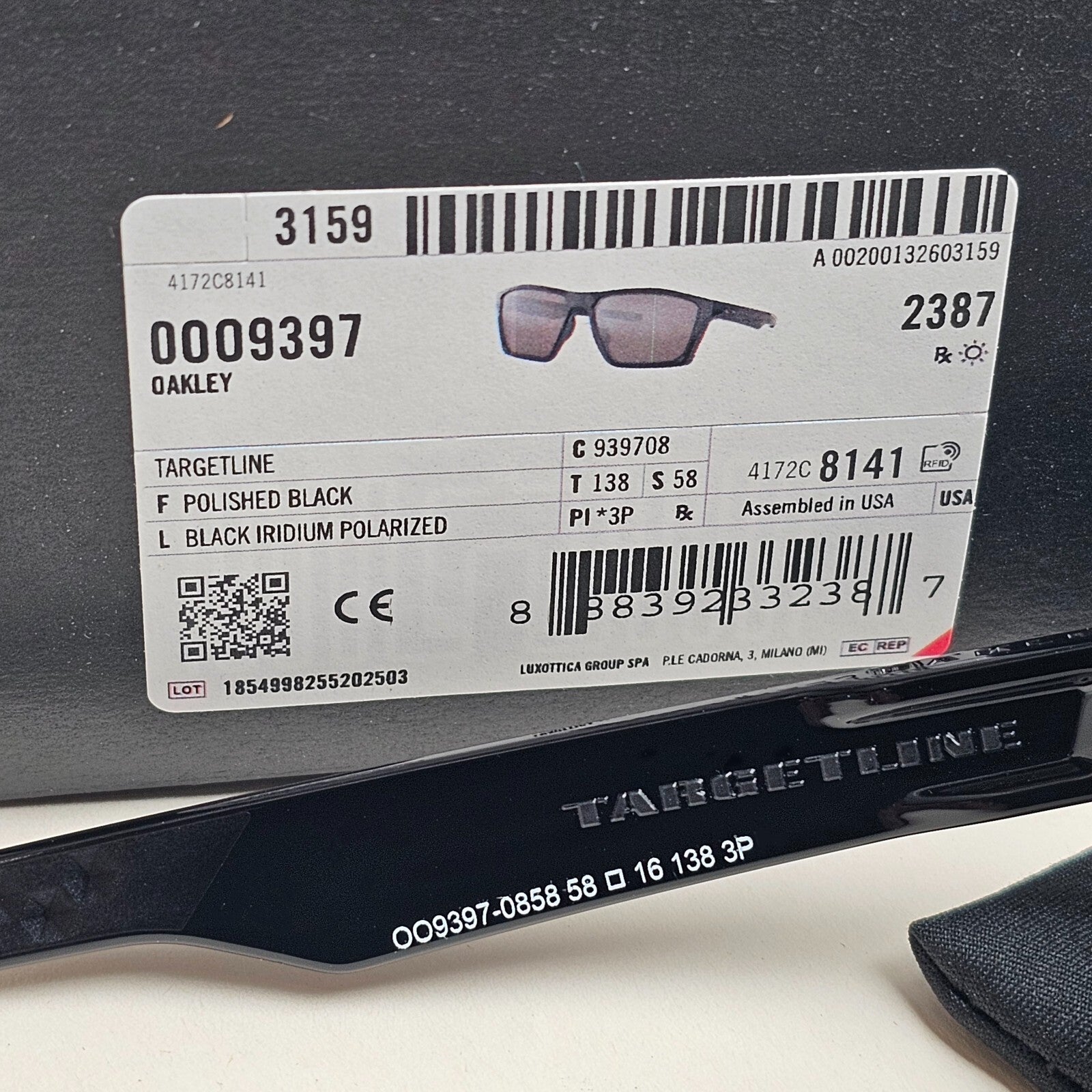 Oakley Sunglasses Polarized Targetline Black Polished Iridium Glossy OO 9397 08