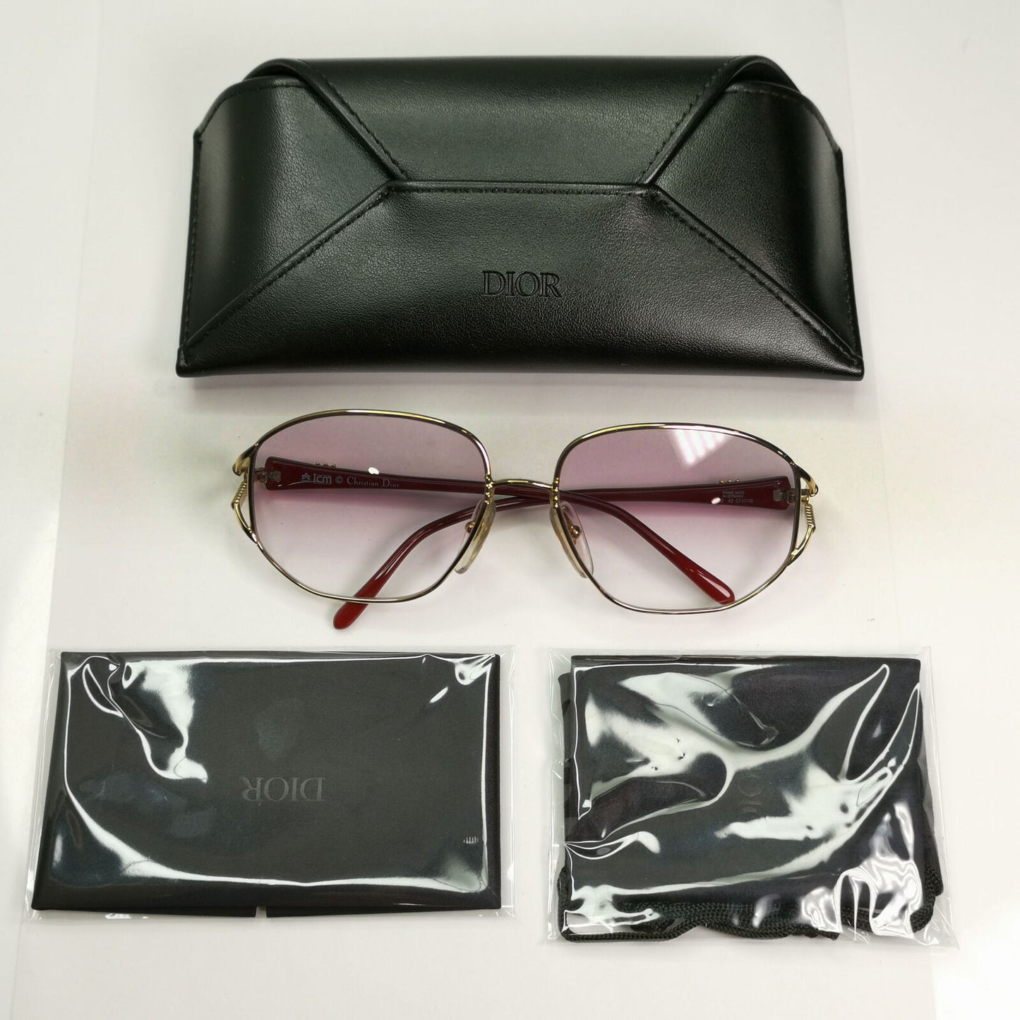 Dior Gold Red Sunglasses Vintage 1990s Germany Violet Womens Square 2492 43