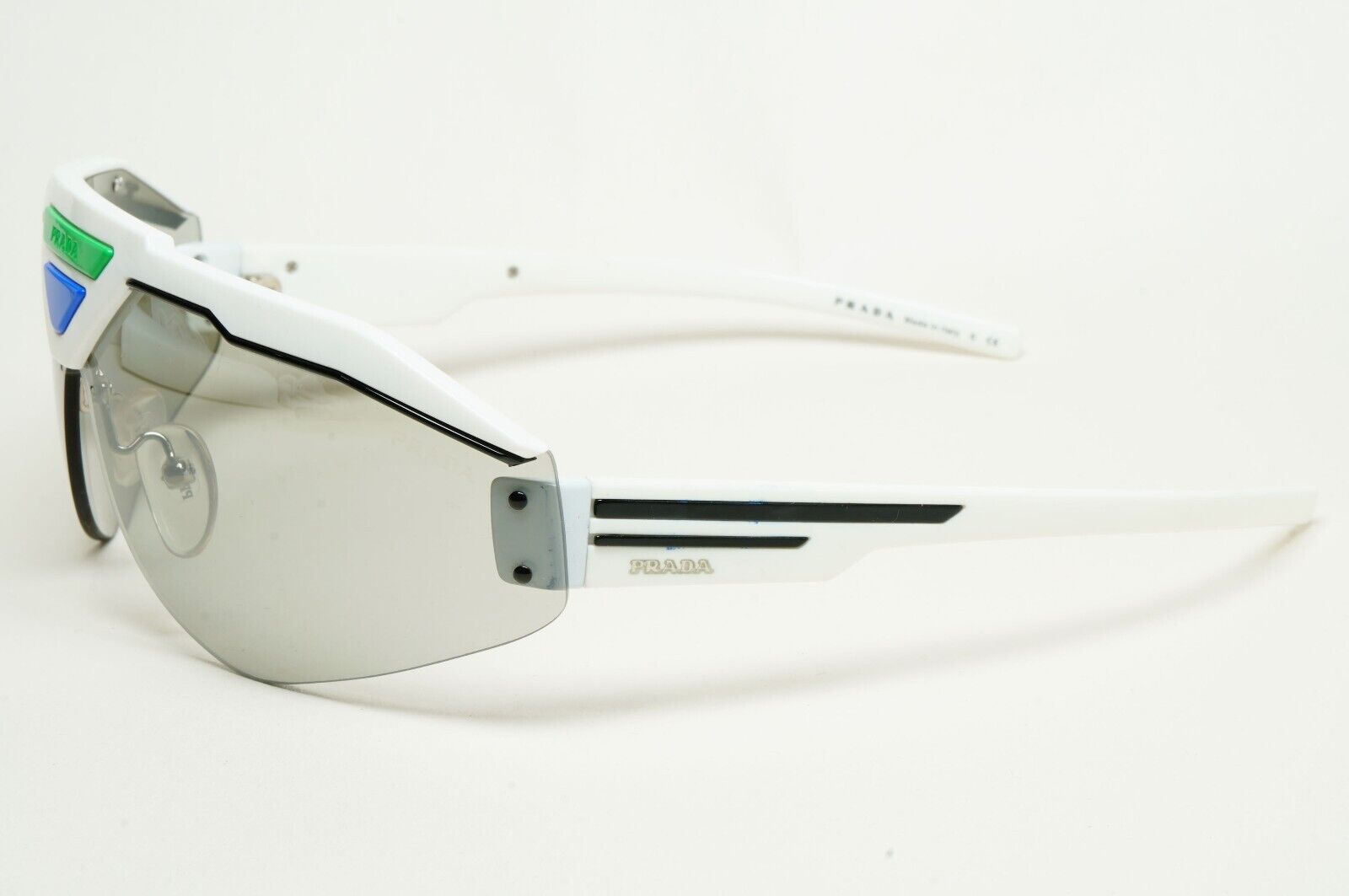 Prada Sunglasses Triangle White Shield Catwalk PR69VS SPR 69V 461-1I2 [b] 231124