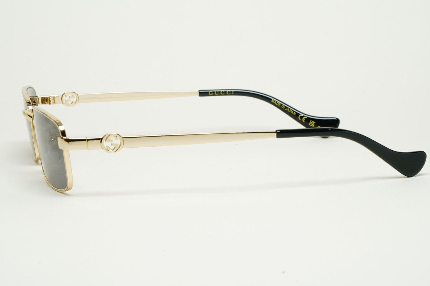 Gucci Sunglasses 2024 Gold Black Rectangle Slim Metal GG1600S 001 56mm 170125