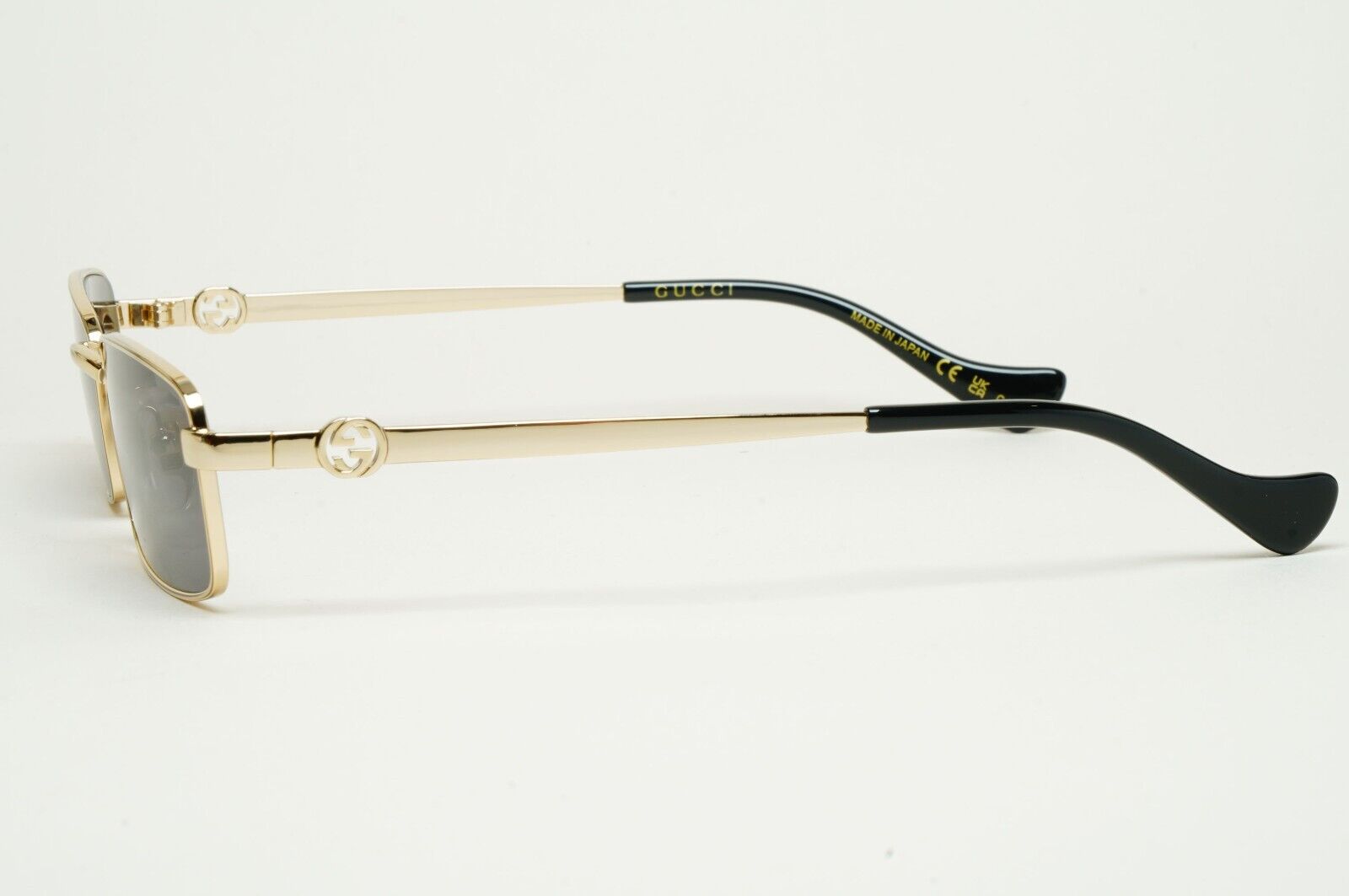 Gucci Sunglasses 2024 Gold Black Rectangle Slim Metal GG1600S 001 56mm 170125