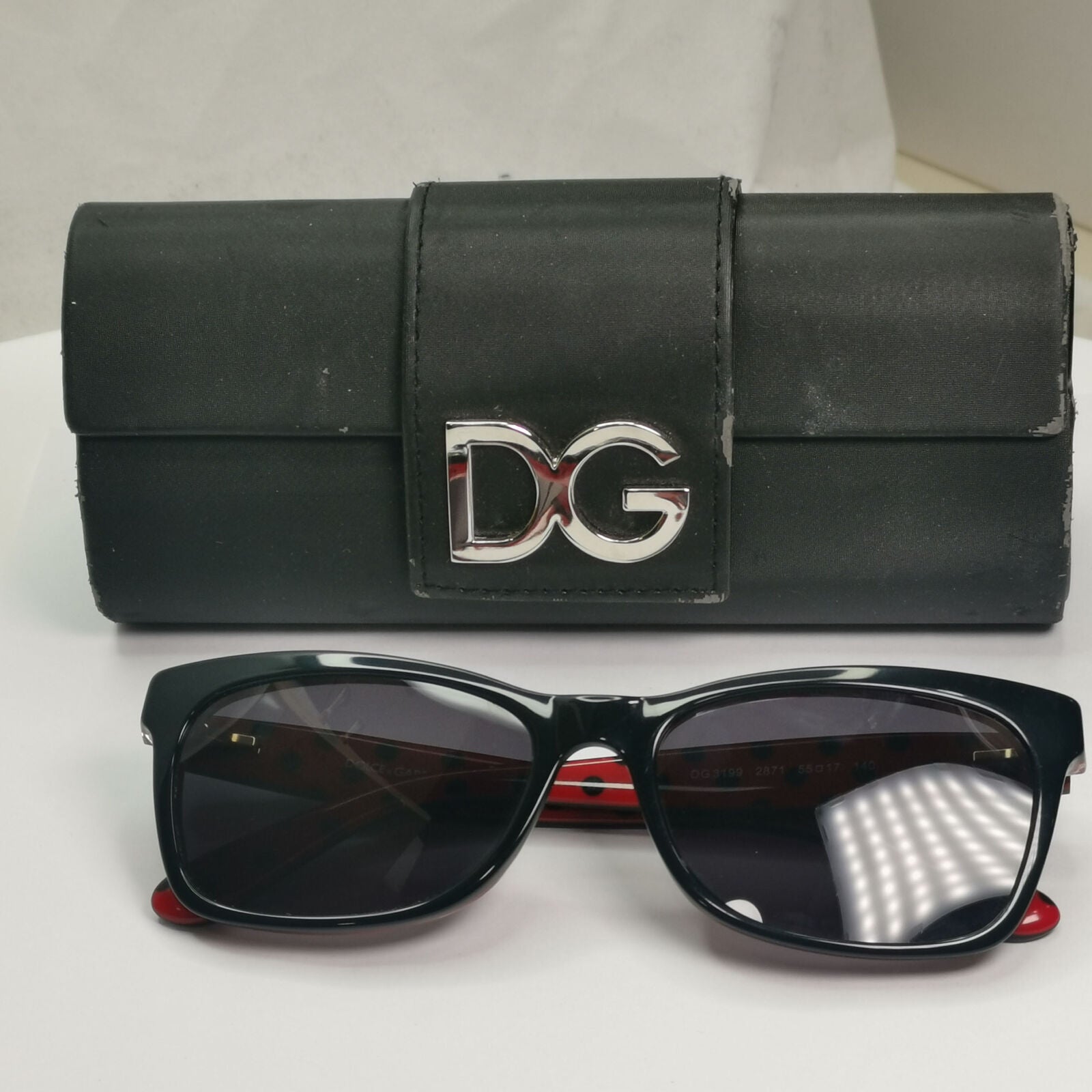 Dolce & Gabbana Black Sunglasses Red Polka Dot Square DG 3199 2871 250123